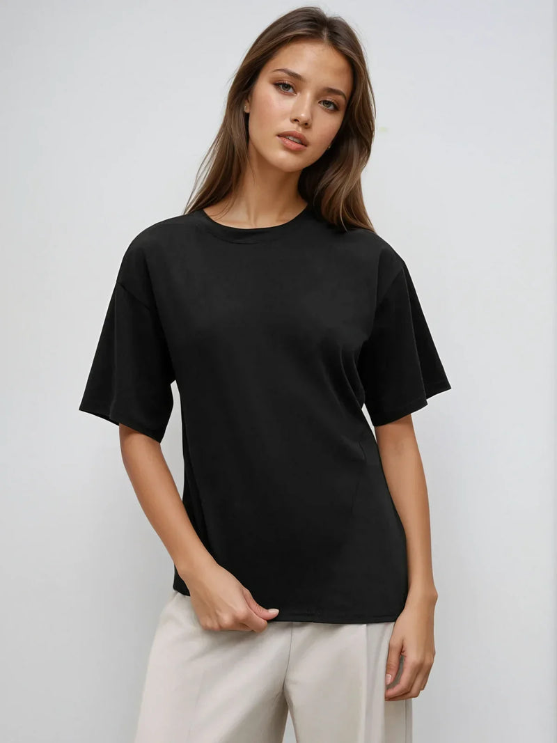 Smart Casual Cotton-blend Asymmetrical Hem Tee