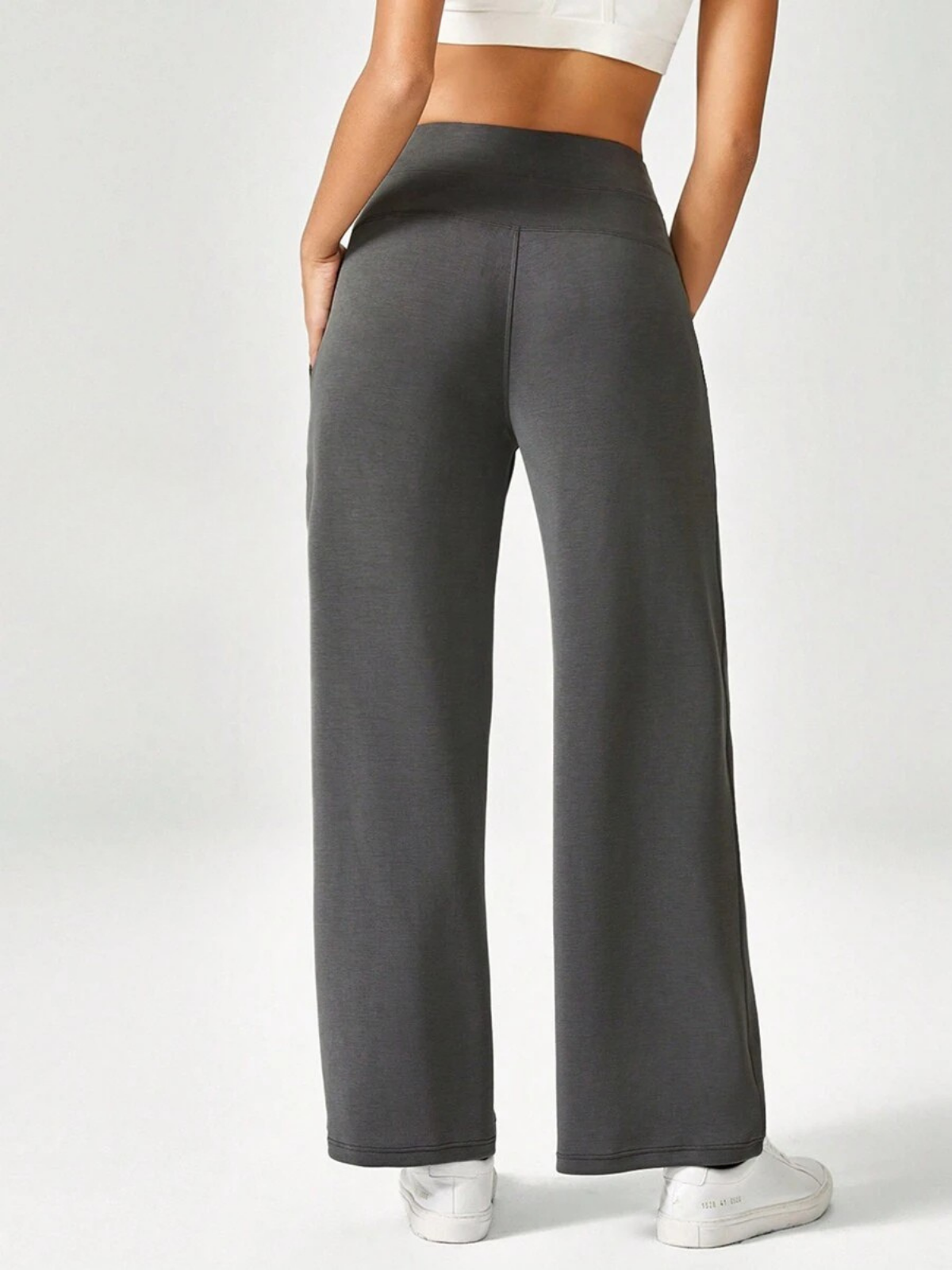 Pantalon de détente large en soie modale, taille haute, avec poches, pour un confort et un style au quotidien