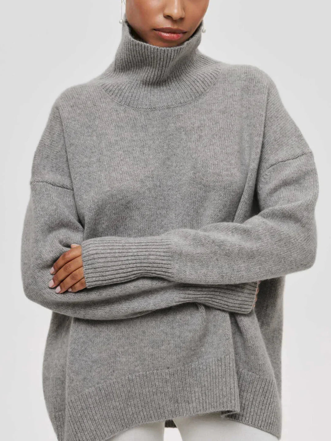 Always Chic Turtleneck Oversized Sweater - LA FEMME WANDERER