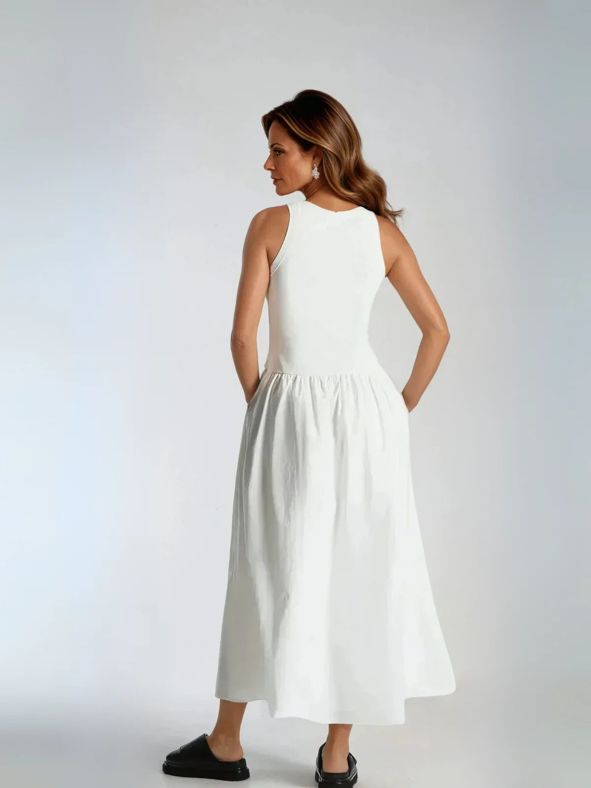 Round Neck Casual Stitching Vest Dress - LA FEMME WANDERER