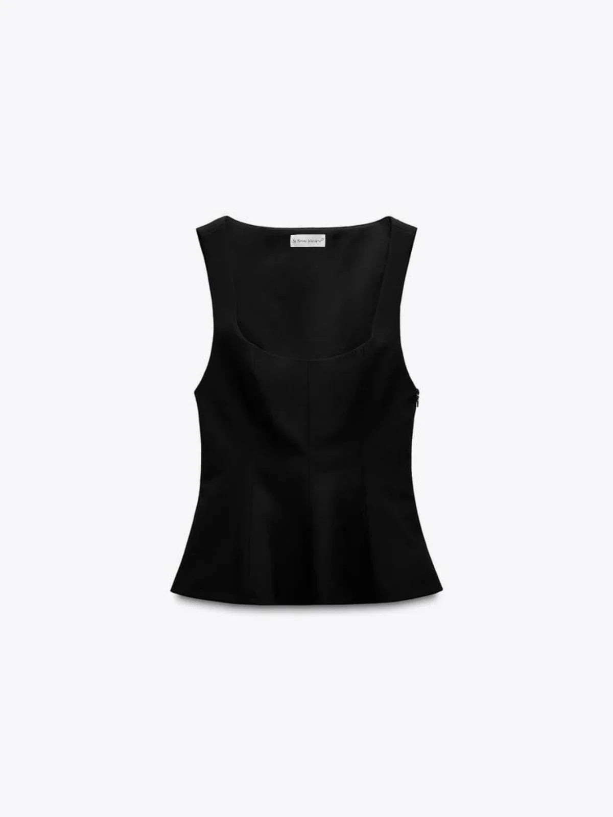Slim-fit Square Collar Sleeveless Peplum Top - LA FEMME WANDERER