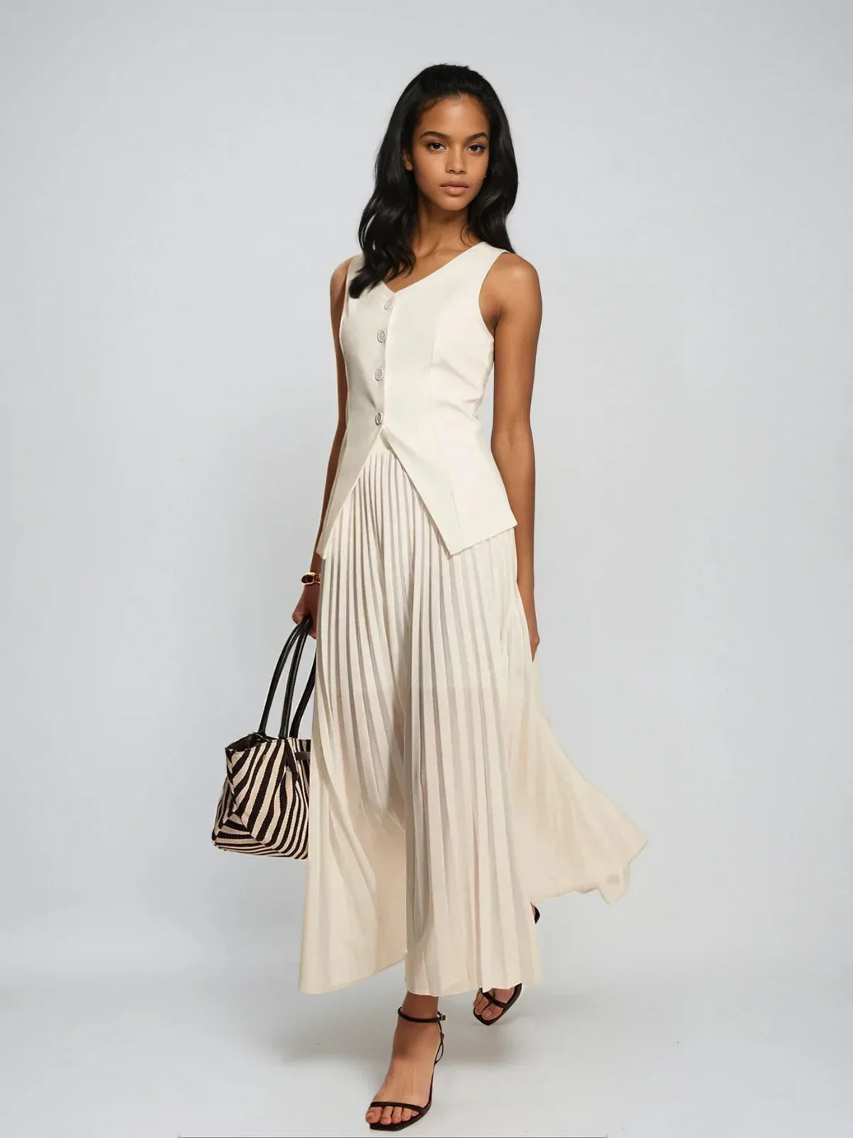 Effortless Elegance Vest & Pleated Matching Set - LA FEMME WANDERER
