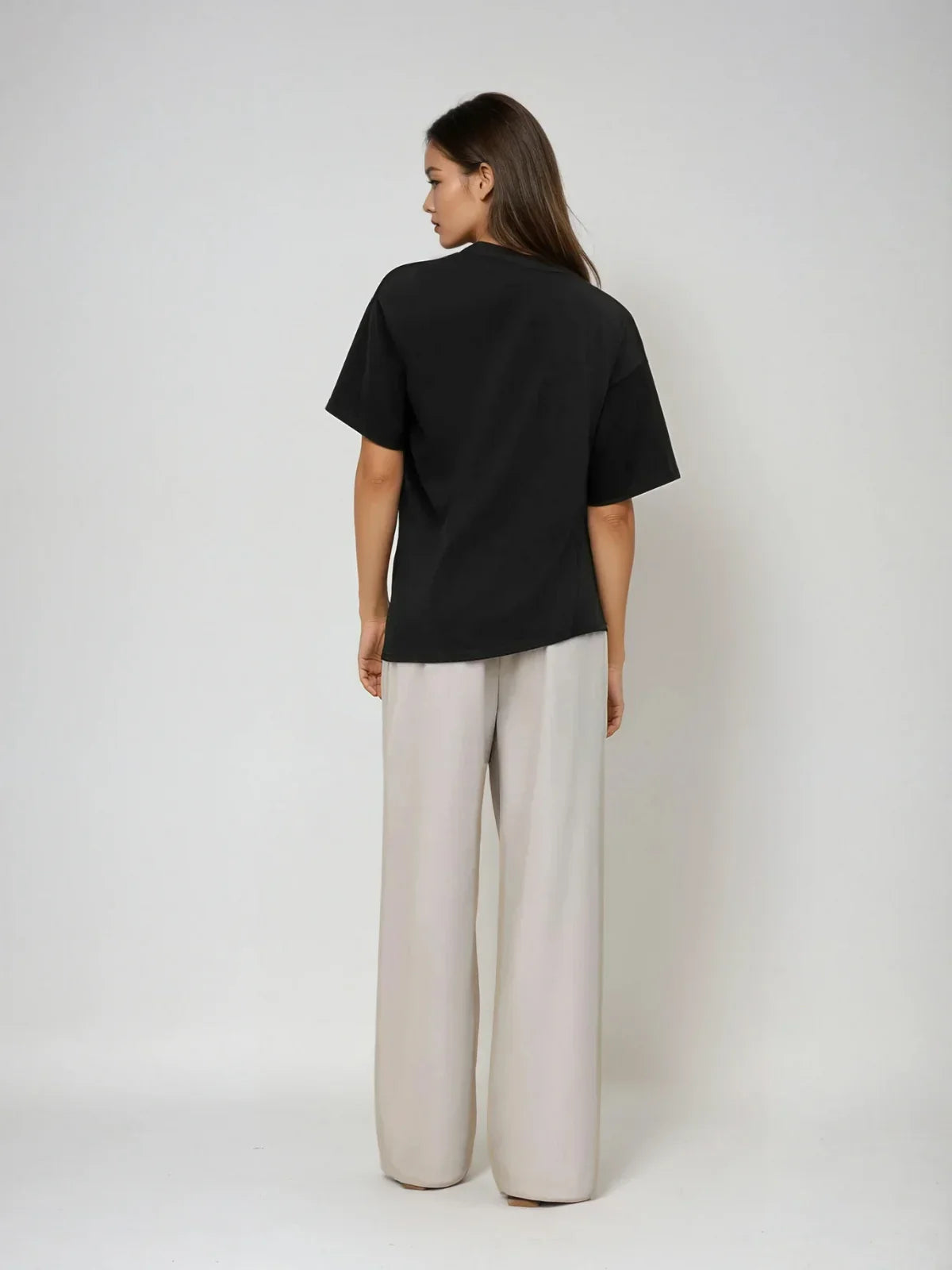 Smart Casual Cotton-blend Asymmetrical Hem Tee - LA FEMME WANDERER