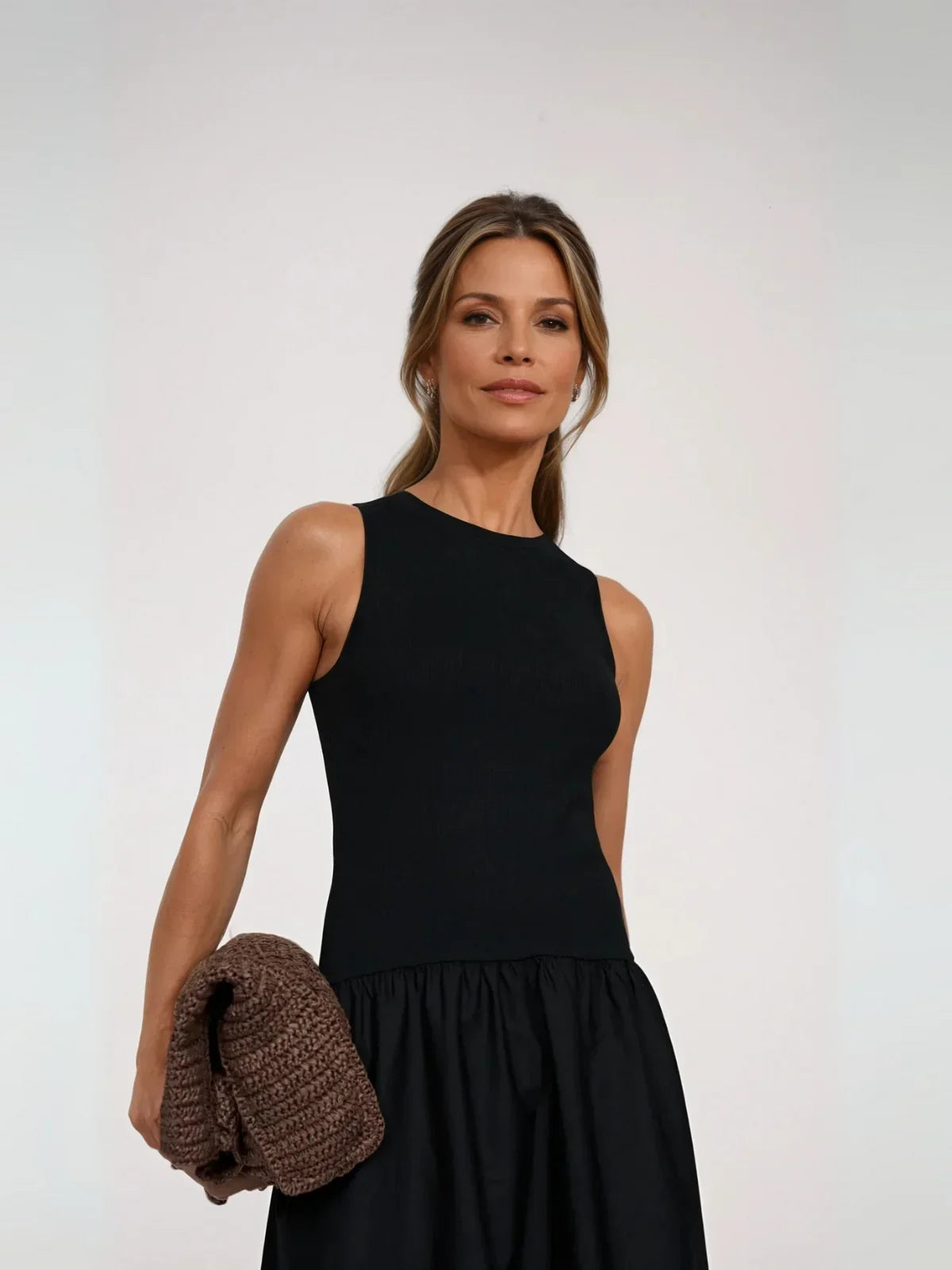 Round Neck Casual Stitching Vest Dress - LA FEMME WANDERER