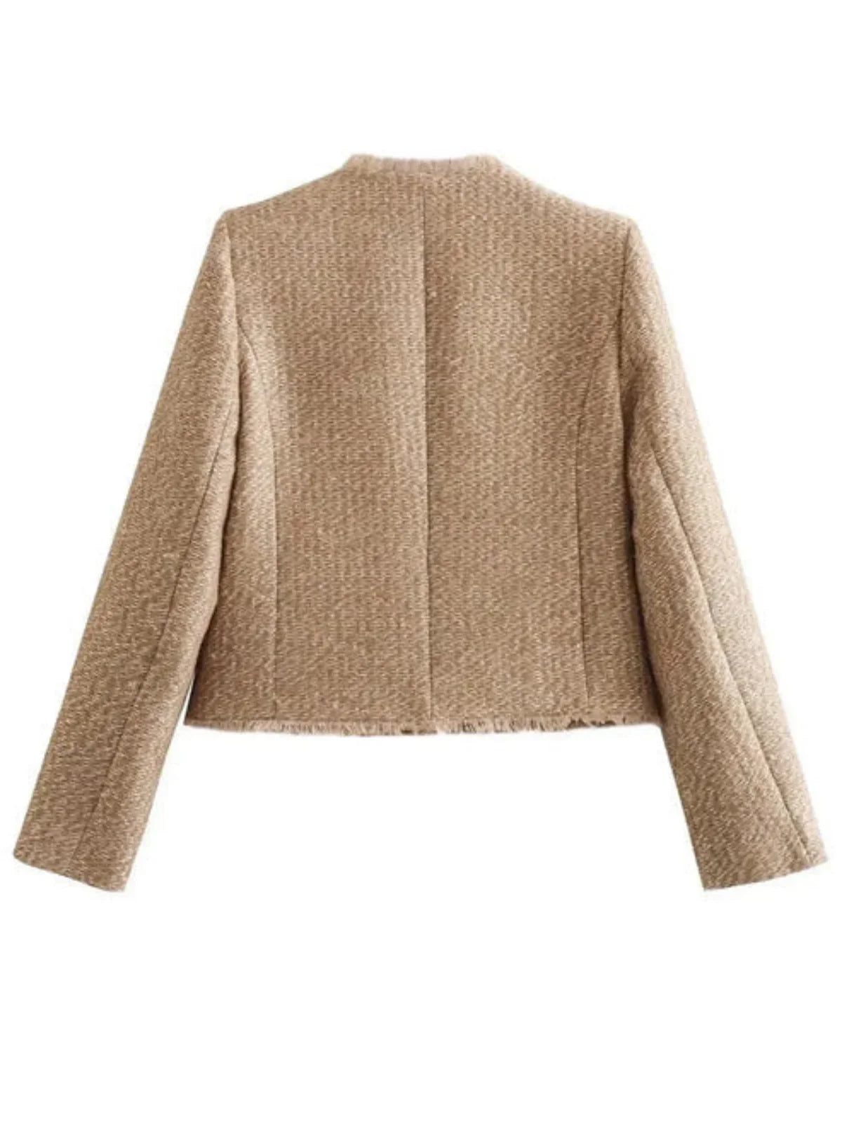 Round Neck Single-breasted Long Sleeve Woolen Coat - LA FEMME WANDERER