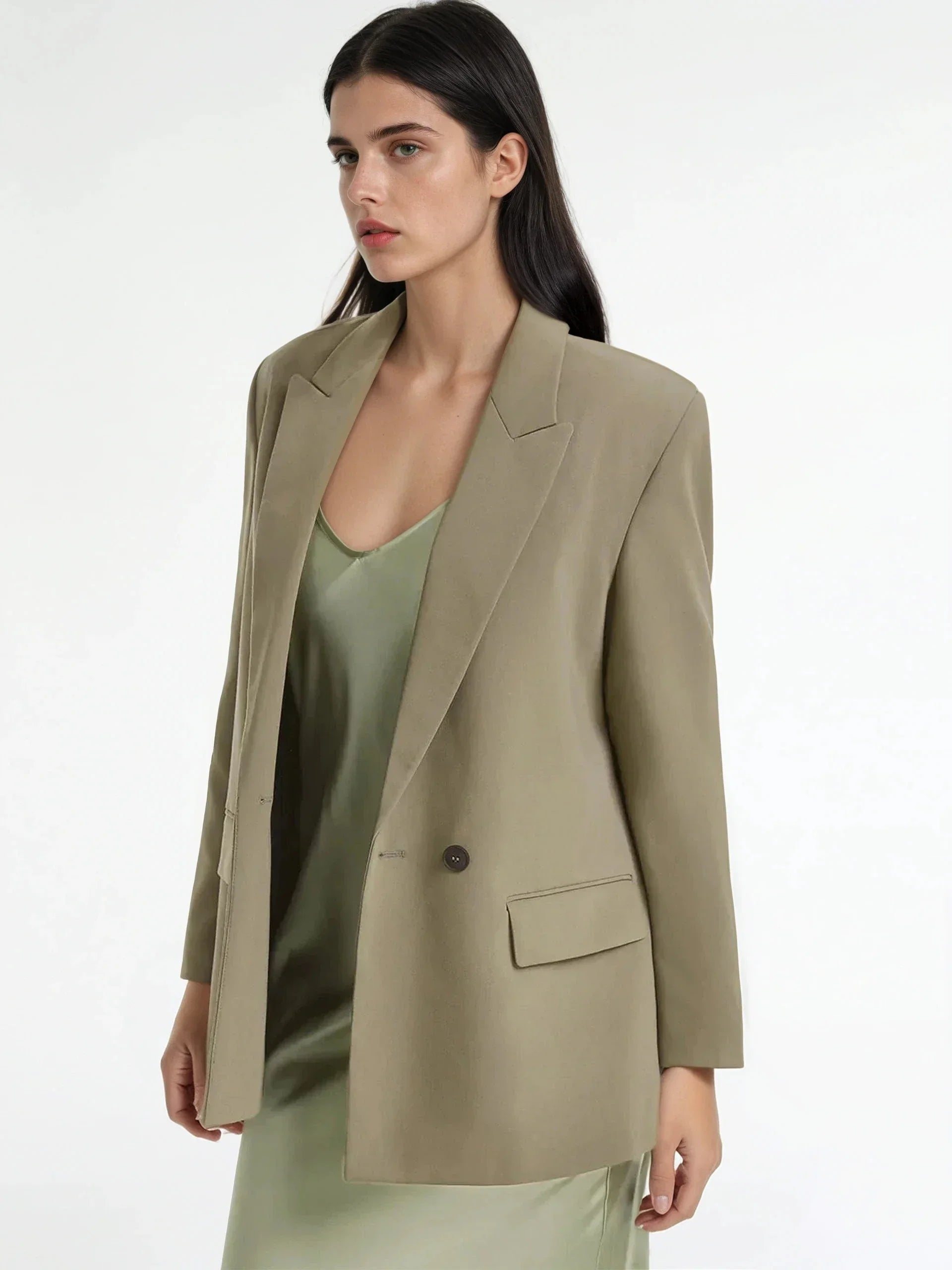 Double Breasted Peak Lapel Blazer - LA FEMME WANDERER