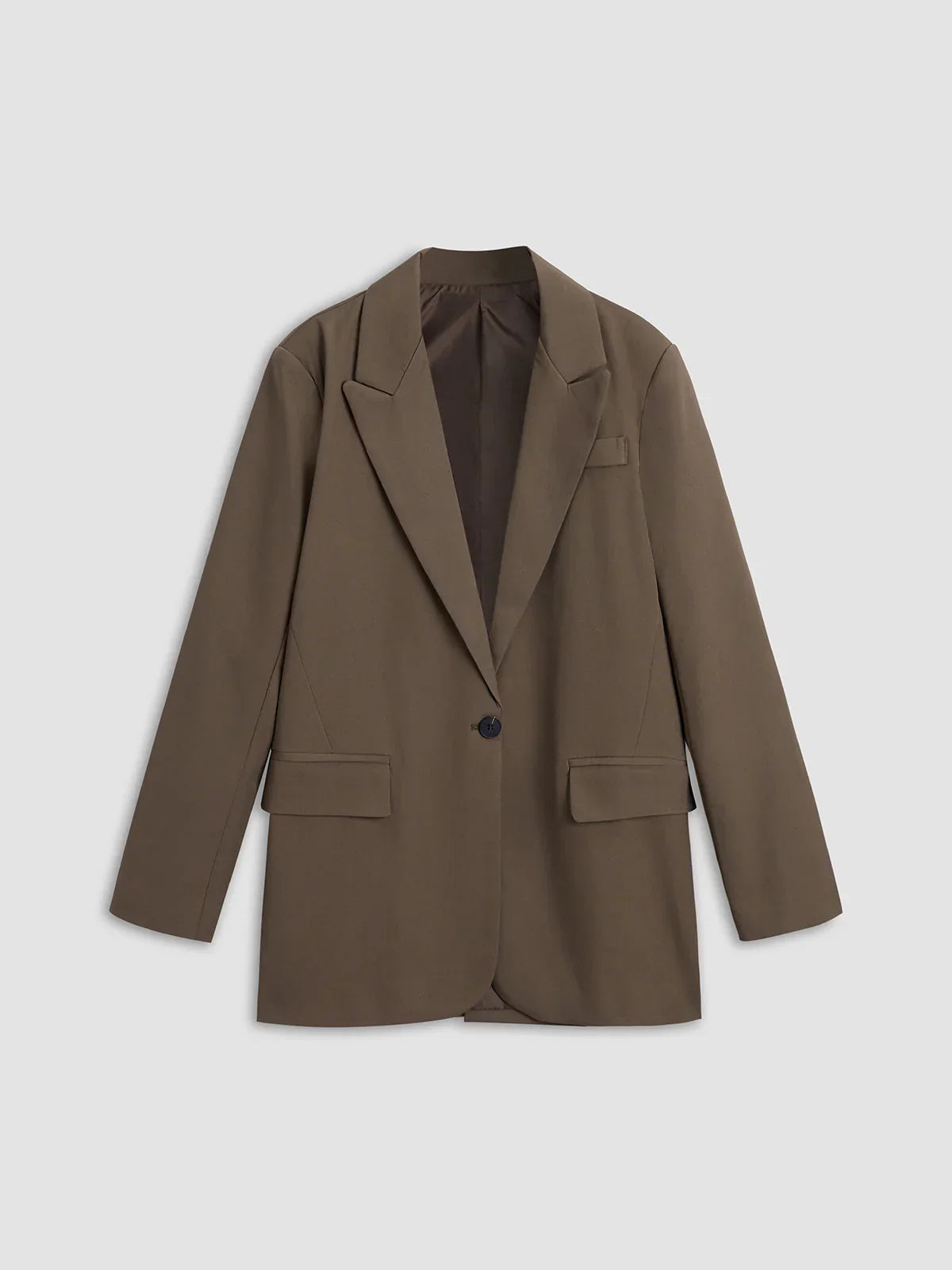 Solid Single Breasted Oversized Blazer - LA FEMME WANDERER