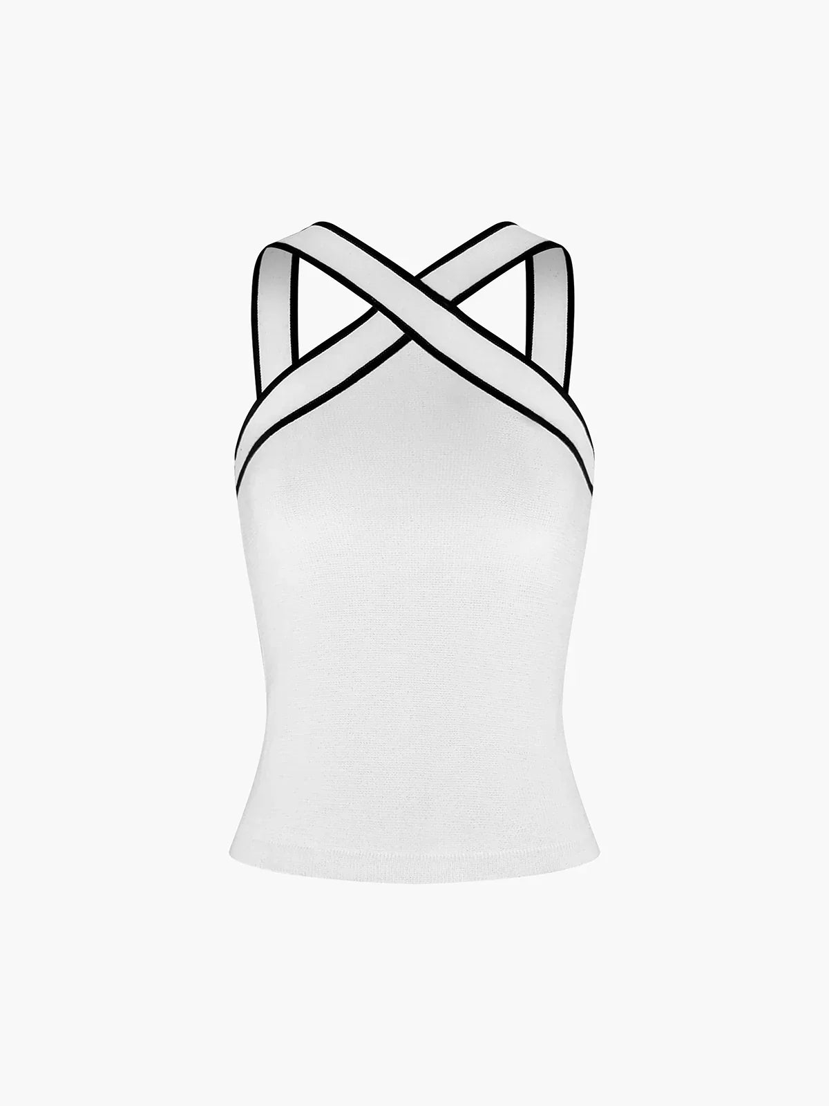 Contrast Color Cross V-neck Sling Top - LA FEMME WANDERER