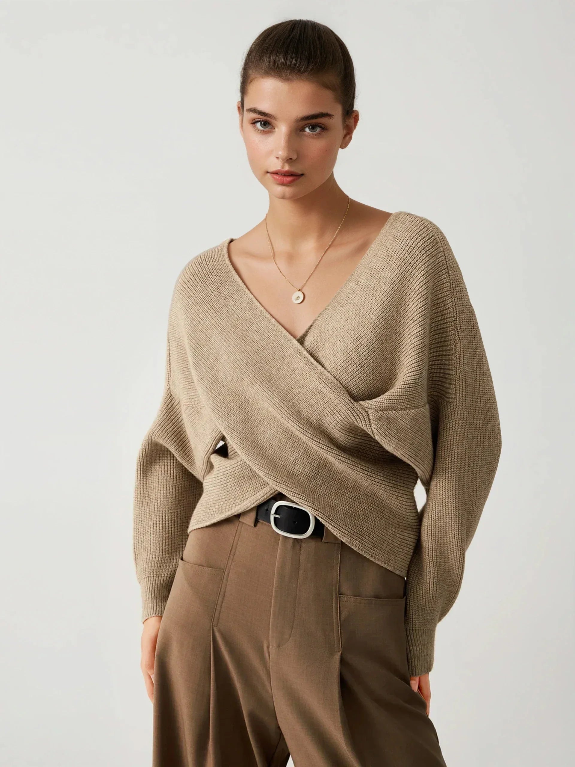 Cross My Heart Oversized Crop Sweater - LA FEMME WANDERER