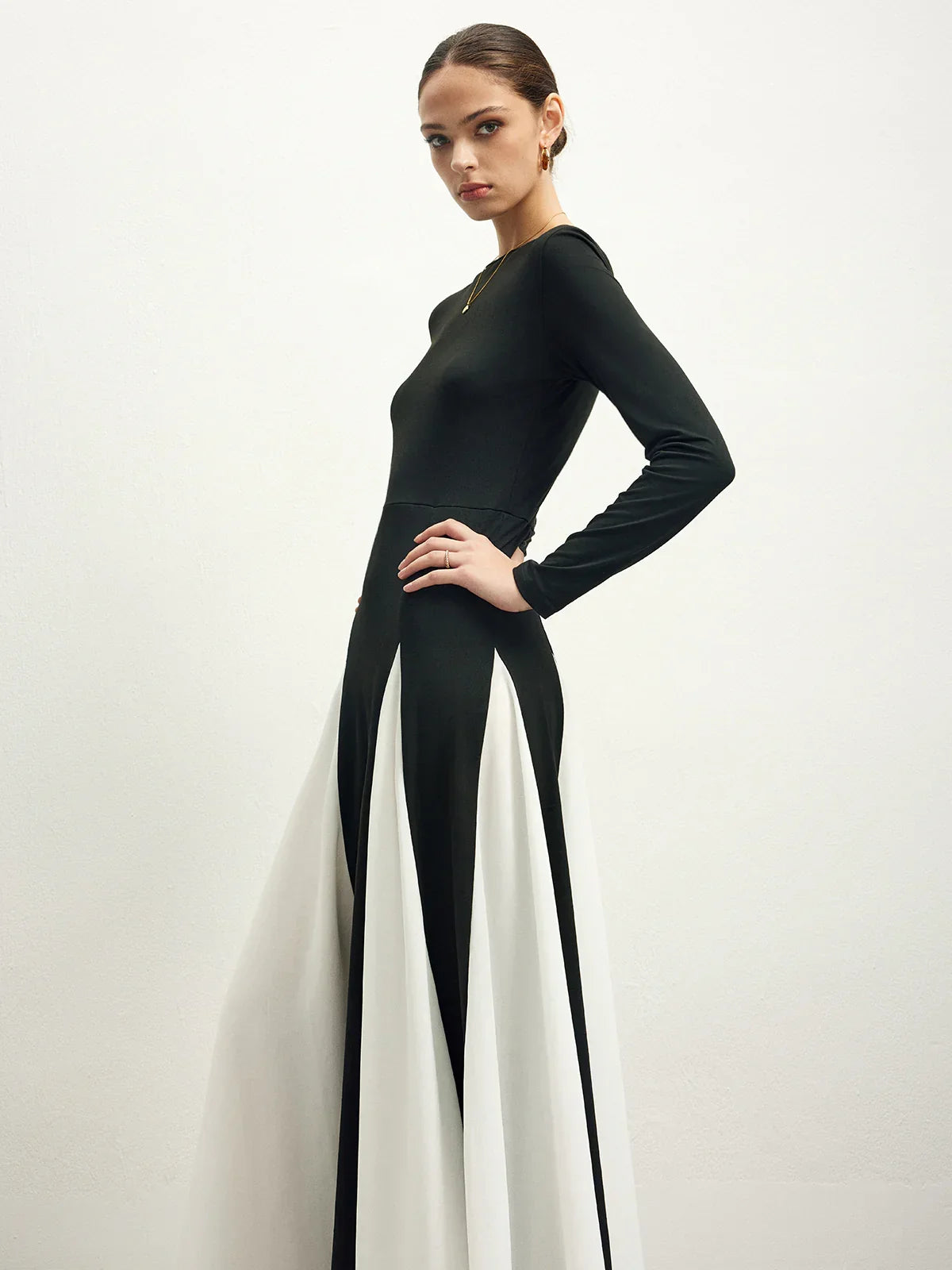 Color Block Chiffon Flowy Dress - LA FEMME WANDERER