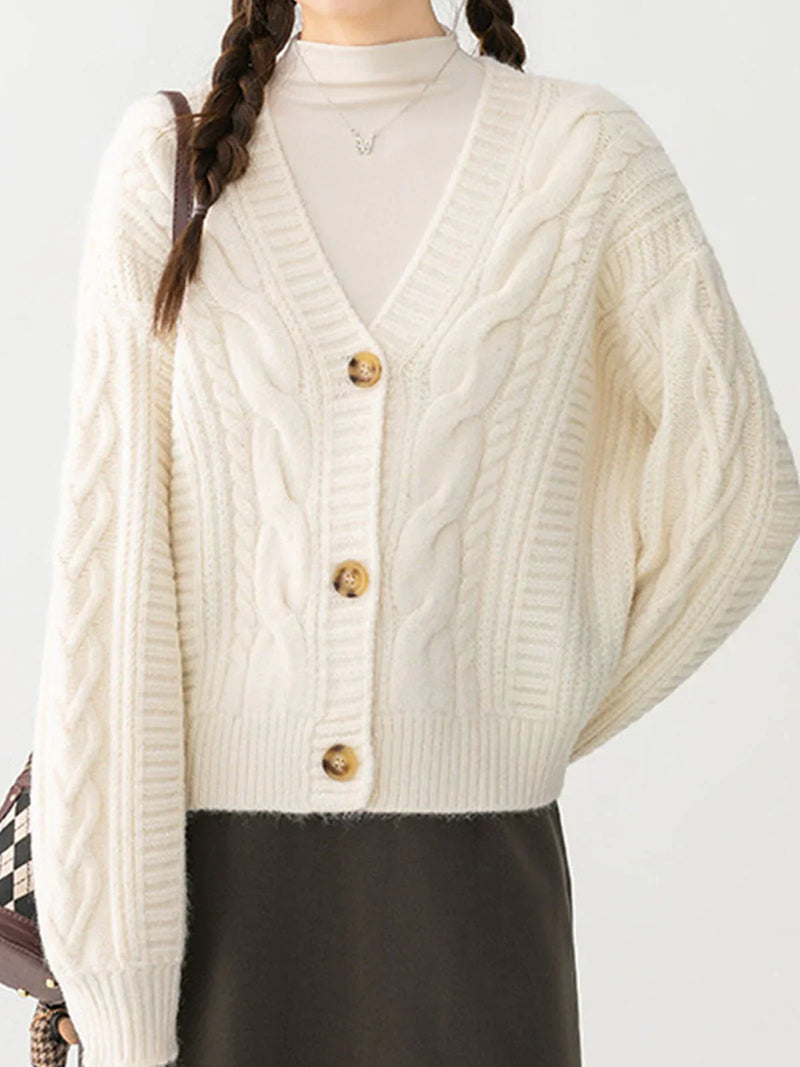 Cardigan torsadé à mécanisme à boutons