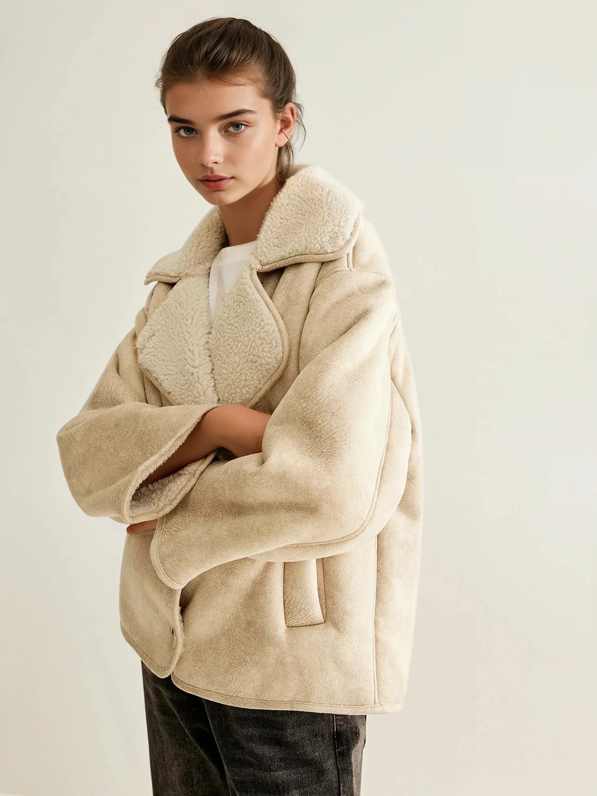 Cashmere-Blend Button Fleece Jacket - LA FEMME WANDERER