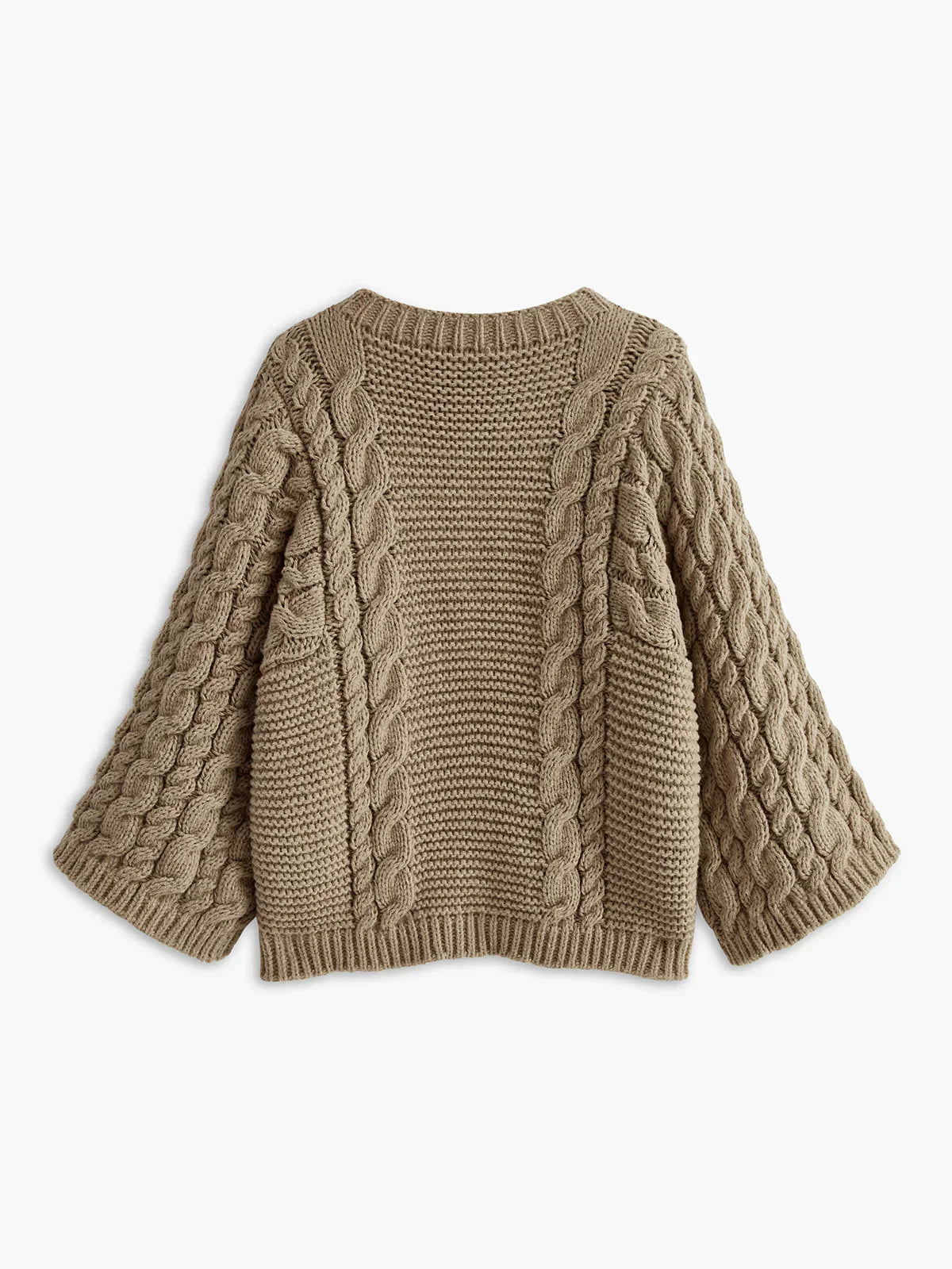 Leisure Round Neck Cable Knit Sweater - LA FEMME WANDERER