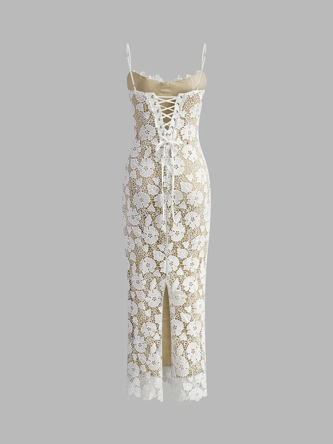 Semi-Sheer Double Layer Lace Cami Dress - LA FEMME WANDERER