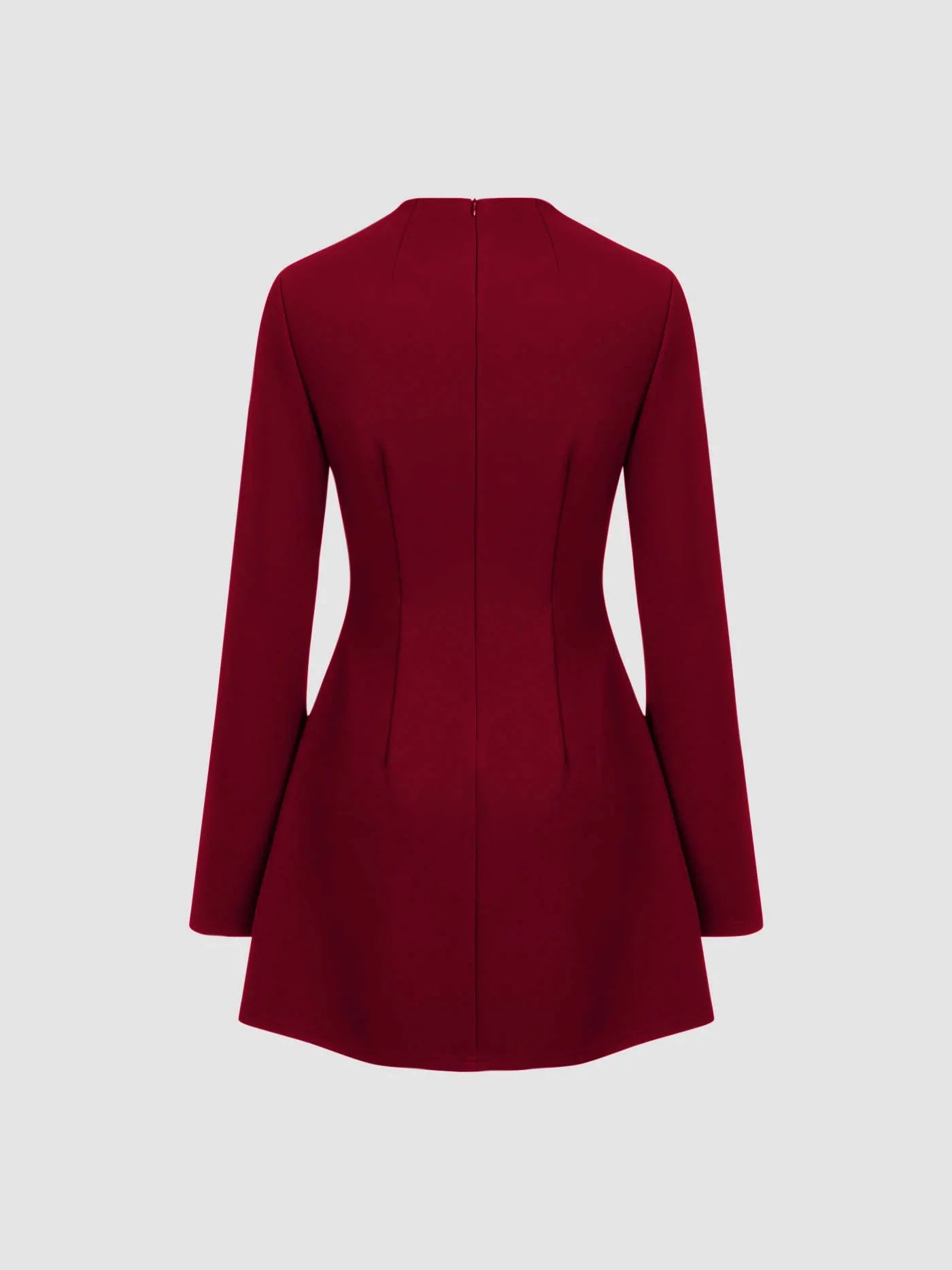 High Neck Solid Long Sleeve Mini Dress - LA FEMME WANDERER