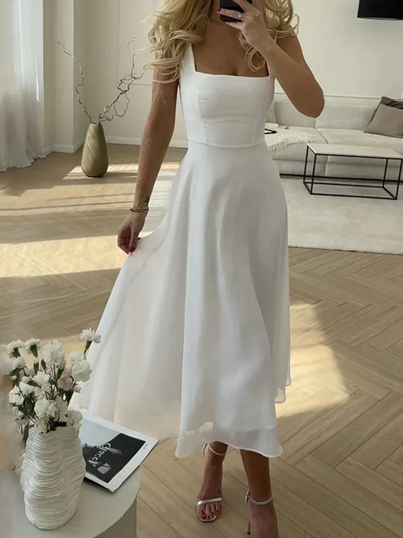 Robe longue caraco unie et élégante