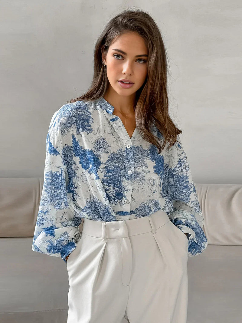 Chemise décontractée à manches longues imprimée