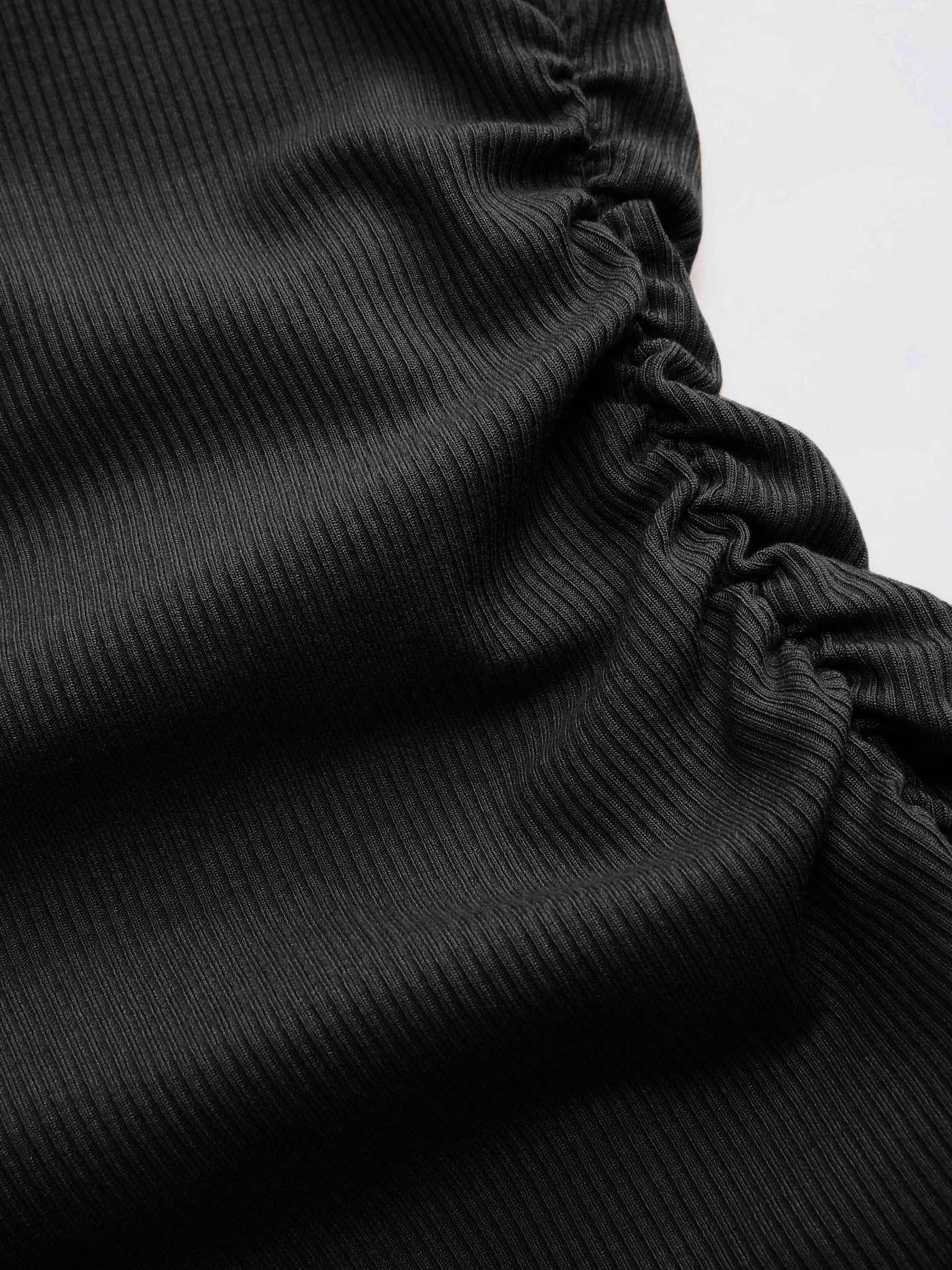 Solid Asymmetrical Neck Long Sleeve Top - LA FEMME WANDERER