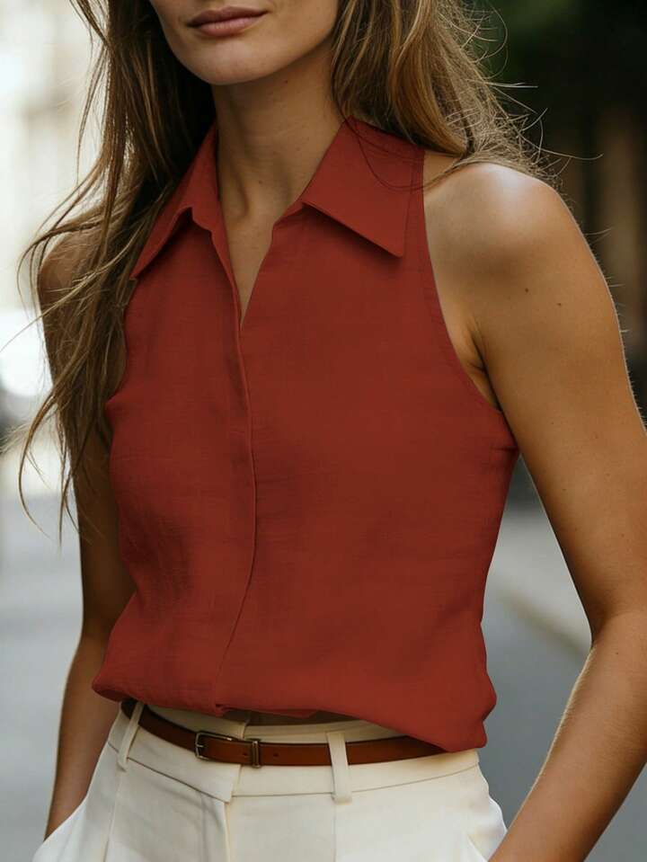 Timeless Collar Sleeveless Shirt