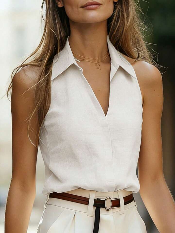 Timeless Collar Sleeveless Shirt