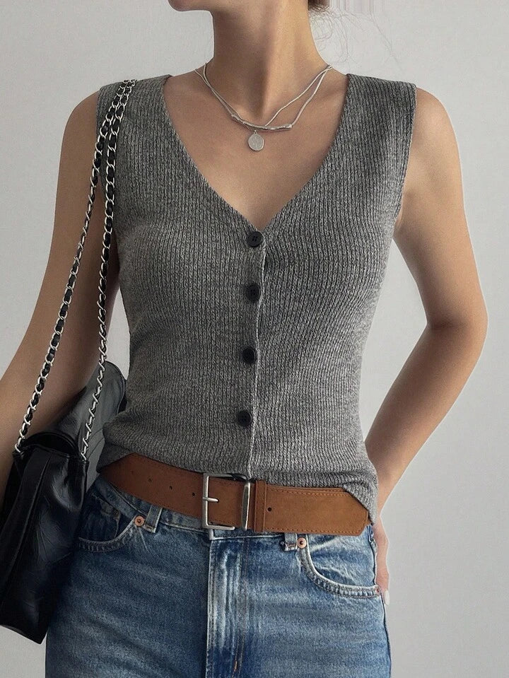 Everyday Chic V-Neck Sleeveless Knit Top
