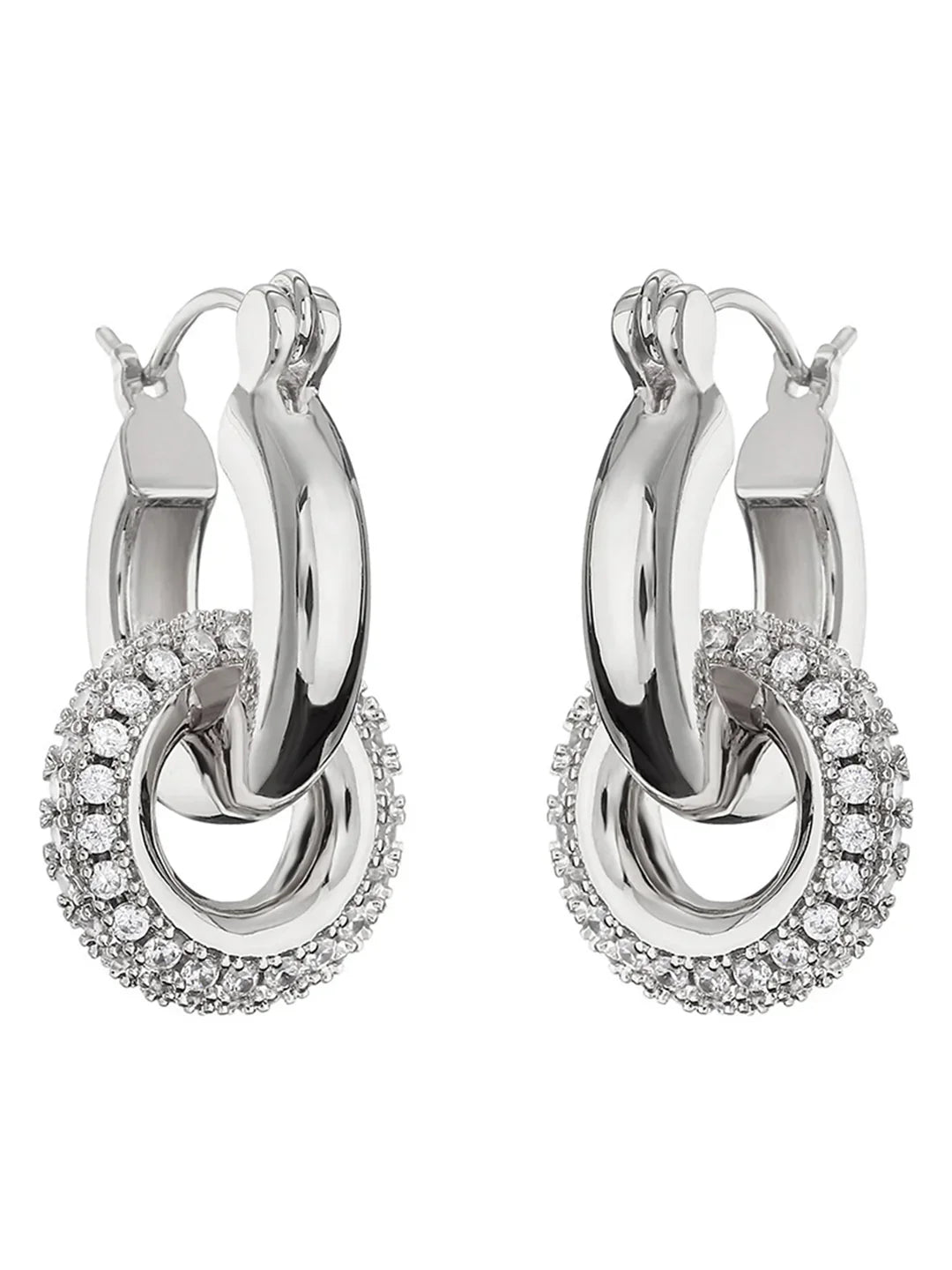Retro Polished Double Hoop Earrings - LA FEMME WANDERER