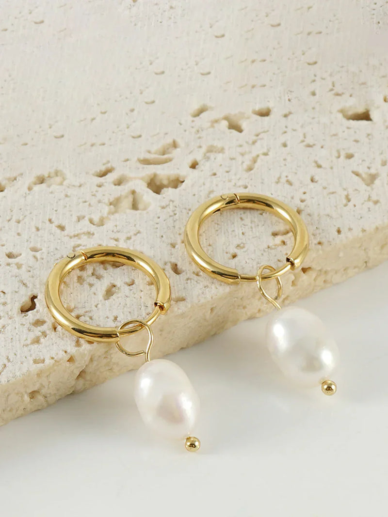 Always Chic Hoop-Ring Pearl Drop Earrings