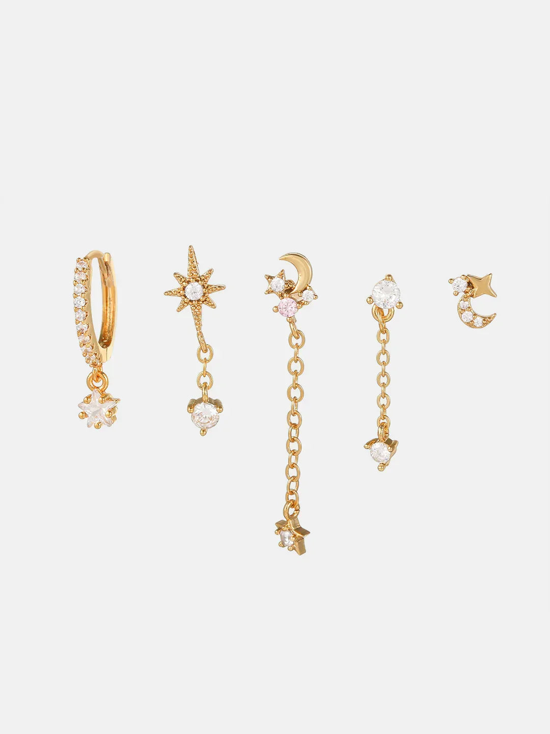Casual Style Stars and Moon Earrings-5 Pieces - LA FEMME WANDERER
