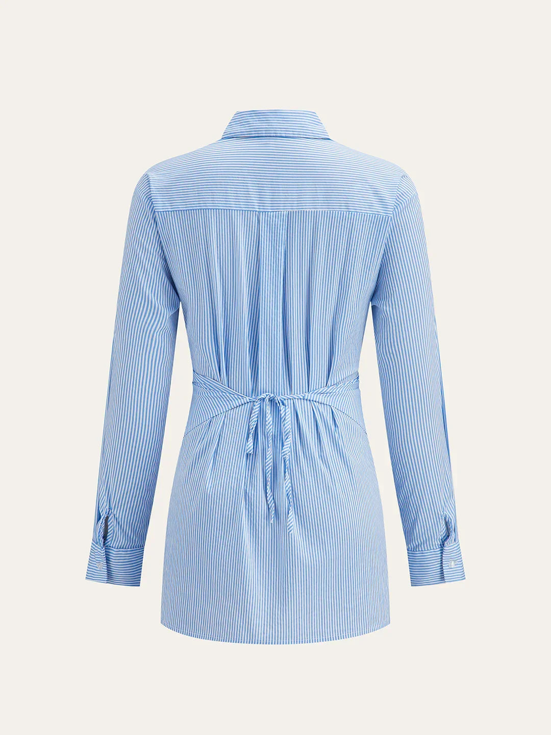 Fashion Loose Striped Lace-up Multi-color Long Sleeve Shirt - LA FEMME WANDERER