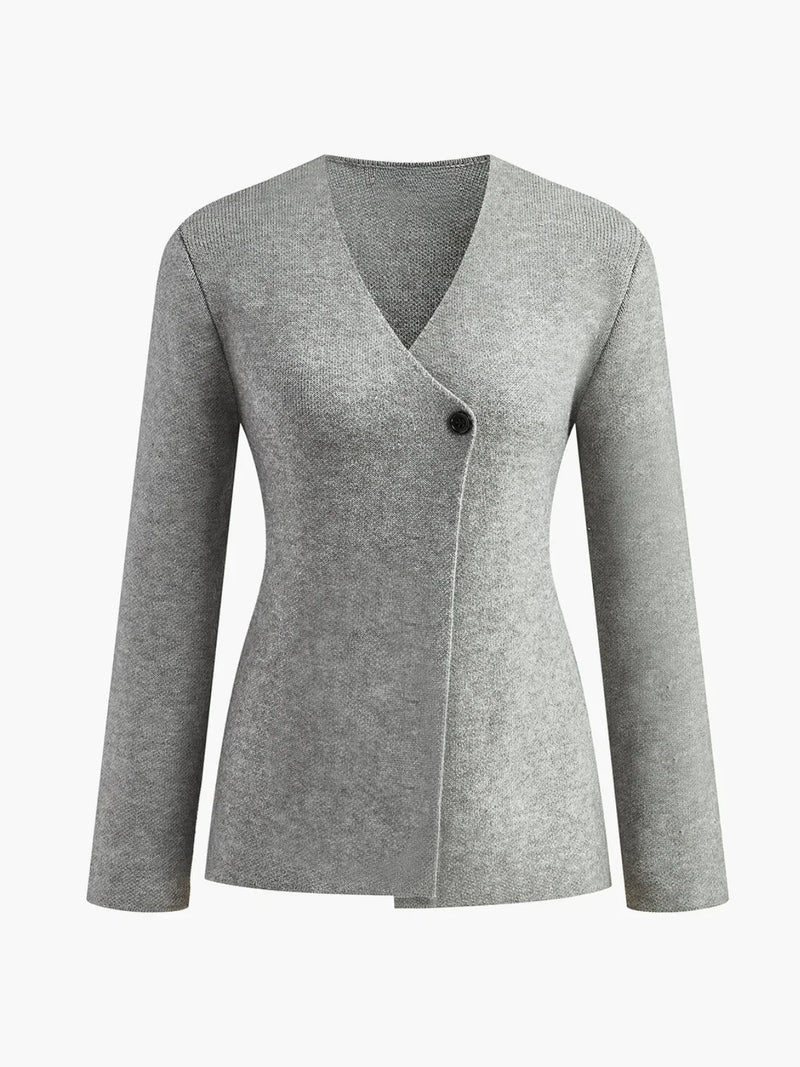 Haut en tricot doux uni à col en V et boutons