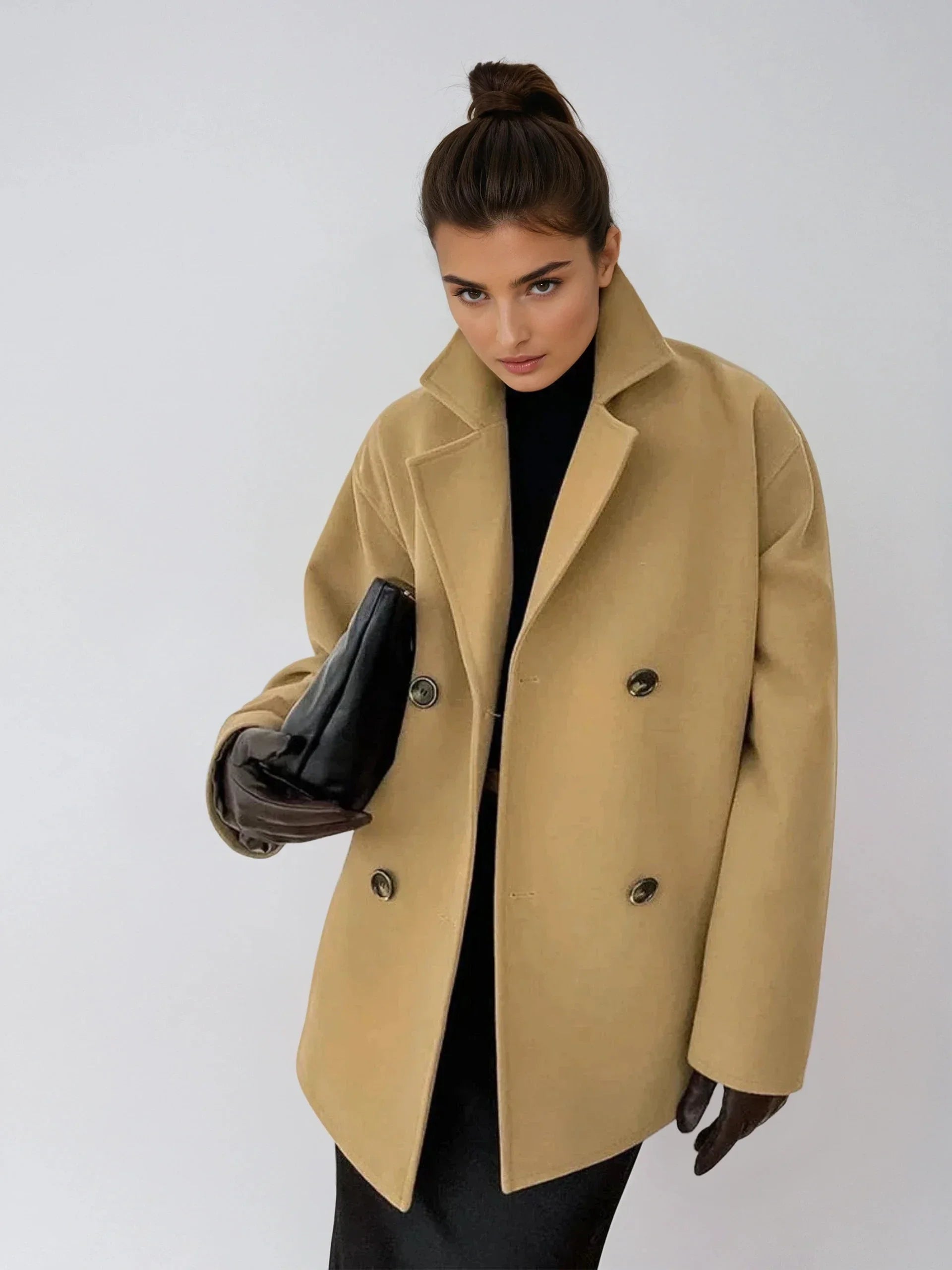 Lapel Warm Taupe Jacket - LA FEMME WANDERER