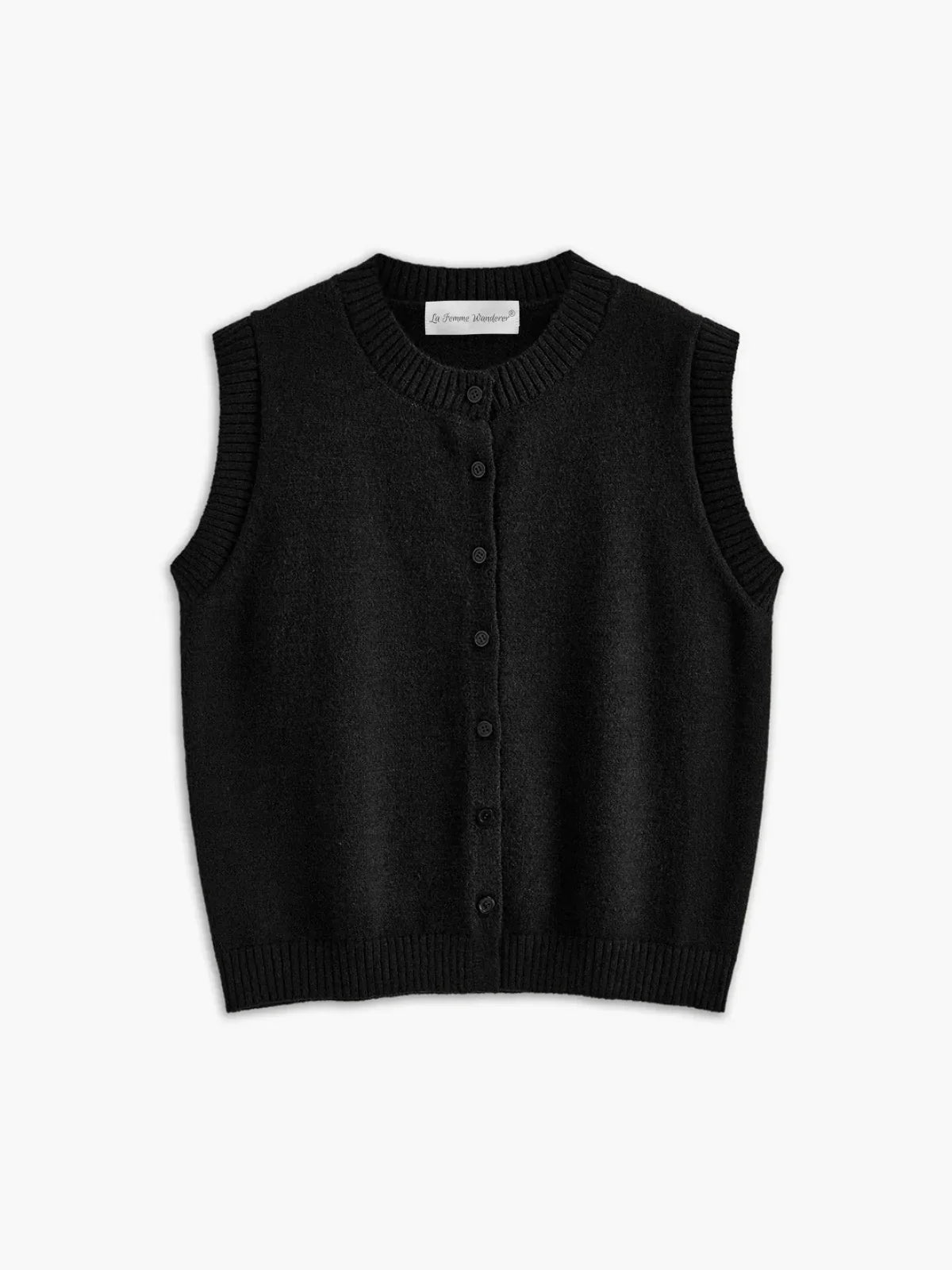 Single-breasted Casual Button Up Sweater Vest - LA FEMME WANDERER