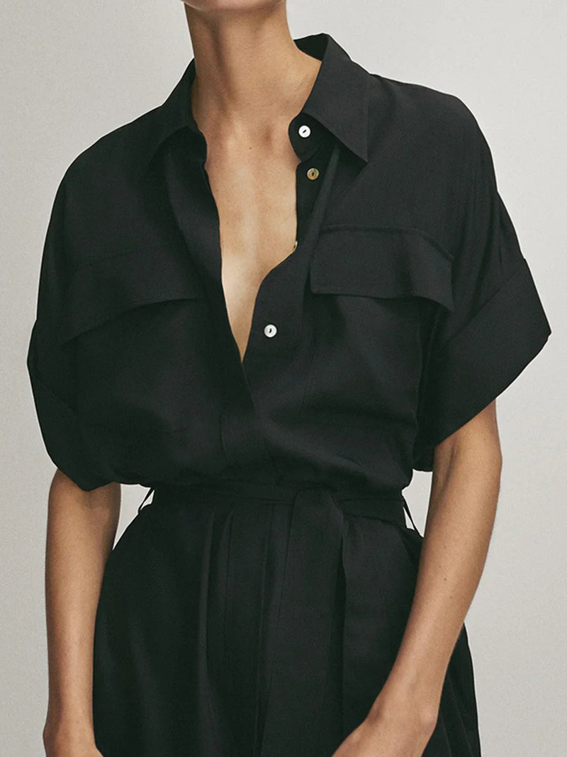 Robe midi nouée à poches polo Always Elegant