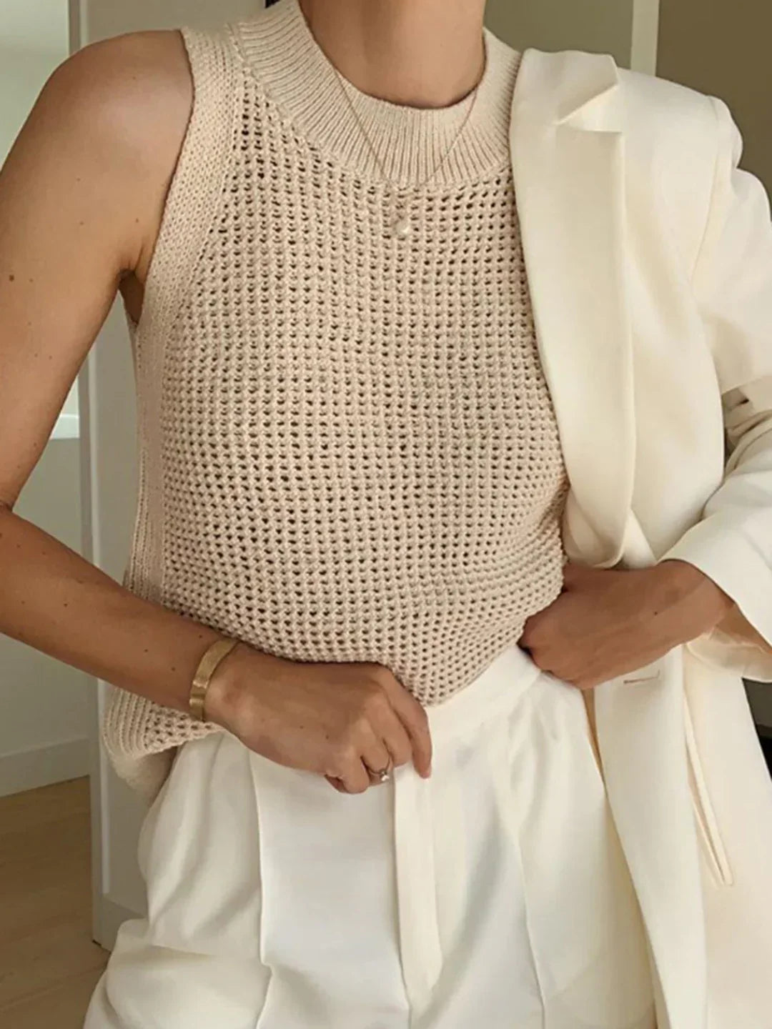 All-match Solid Knit Tank Top - LA FEMME WANDERER