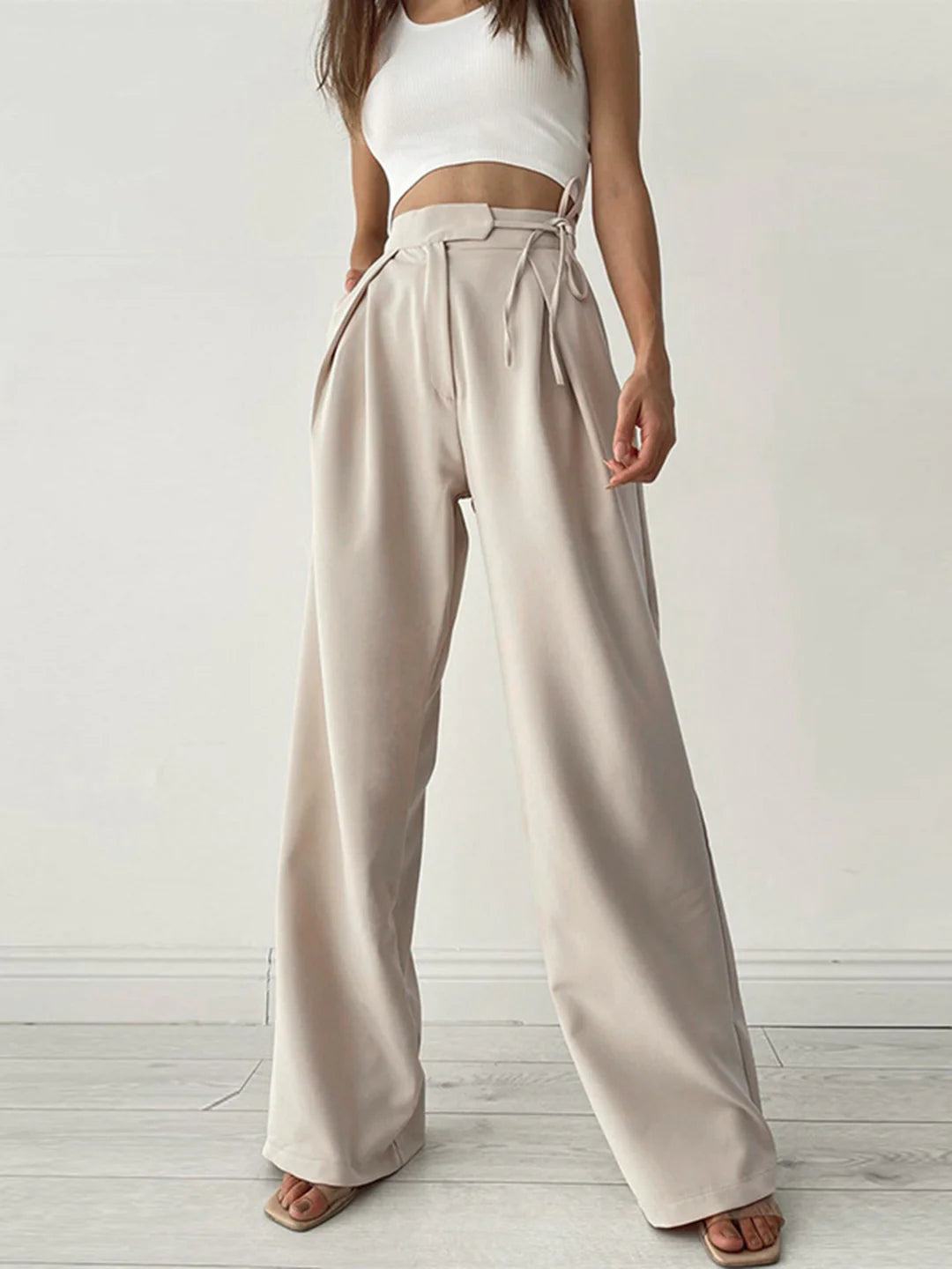 Fall Winter Commuter Mopping Wide Leg Trousers - LA FEMME WANDERER