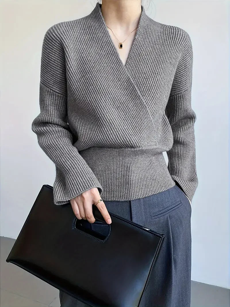 Retro Cross V-Neck Knitted Sweater - LA FEMME WANDERER