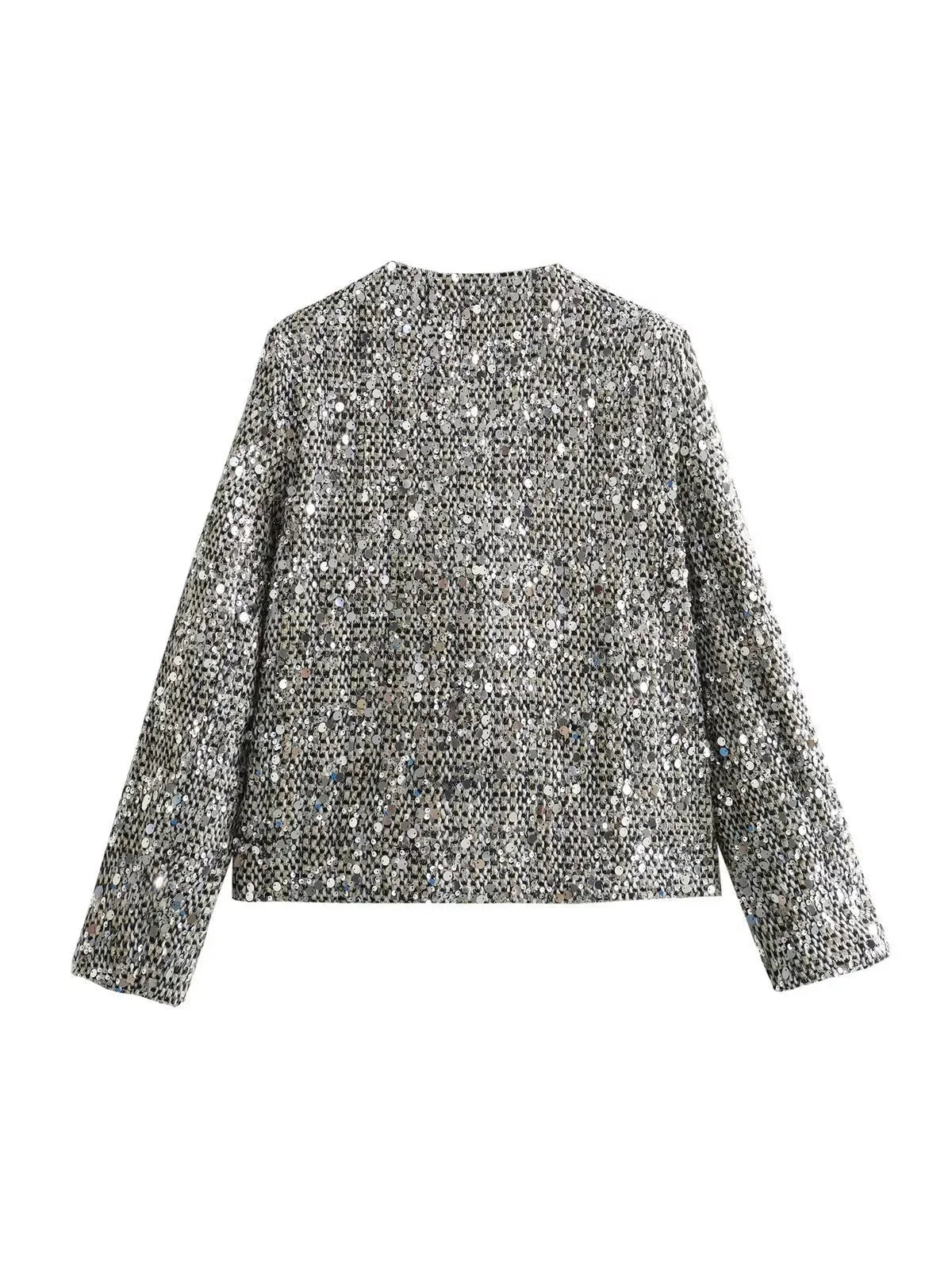 Elegant Tweed Sequined Jacket - LA FEMME WANDERER