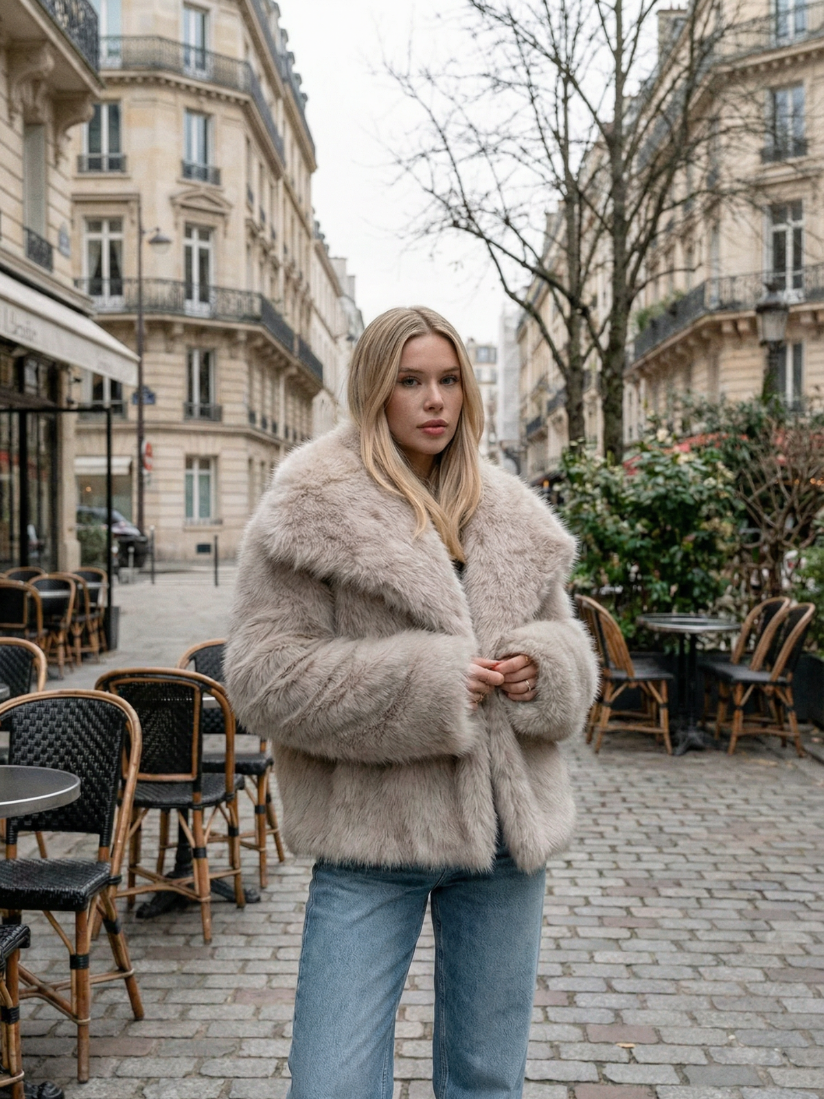 Veste de soirée en fausse fourrure