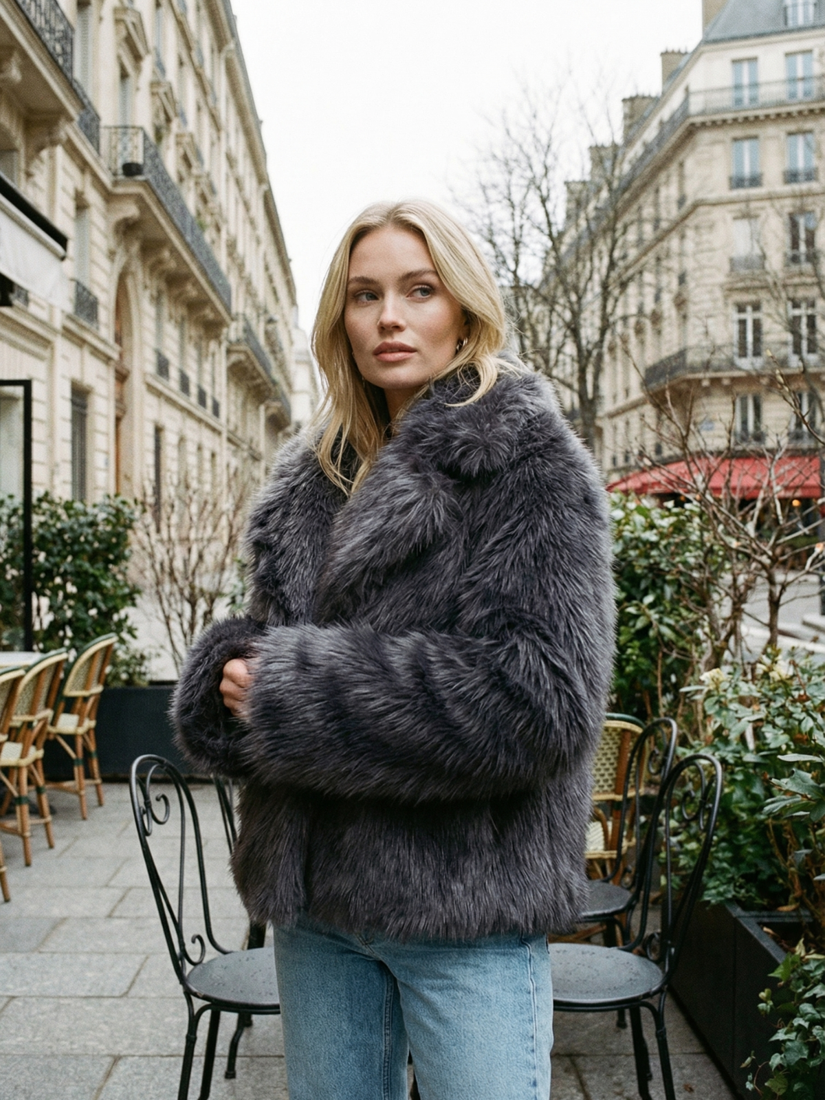 Veste de soirée en fausse fourrure