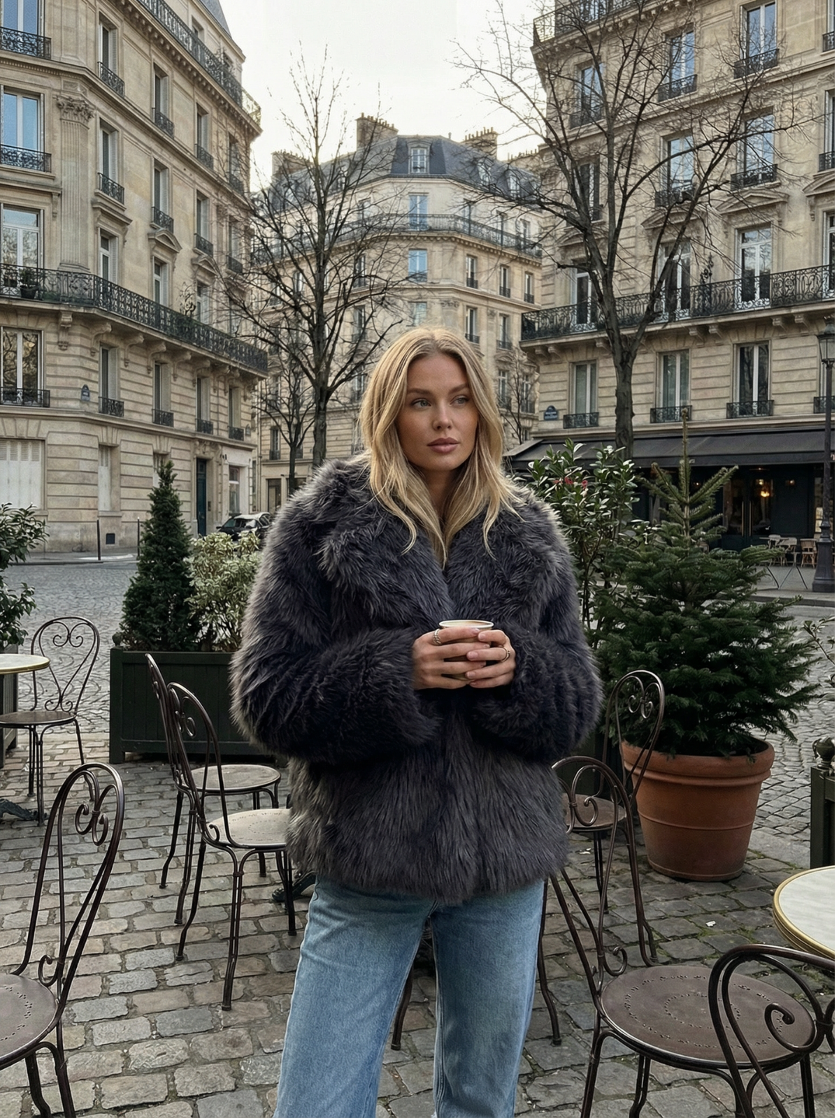 Veste de soirée en fausse fourrure