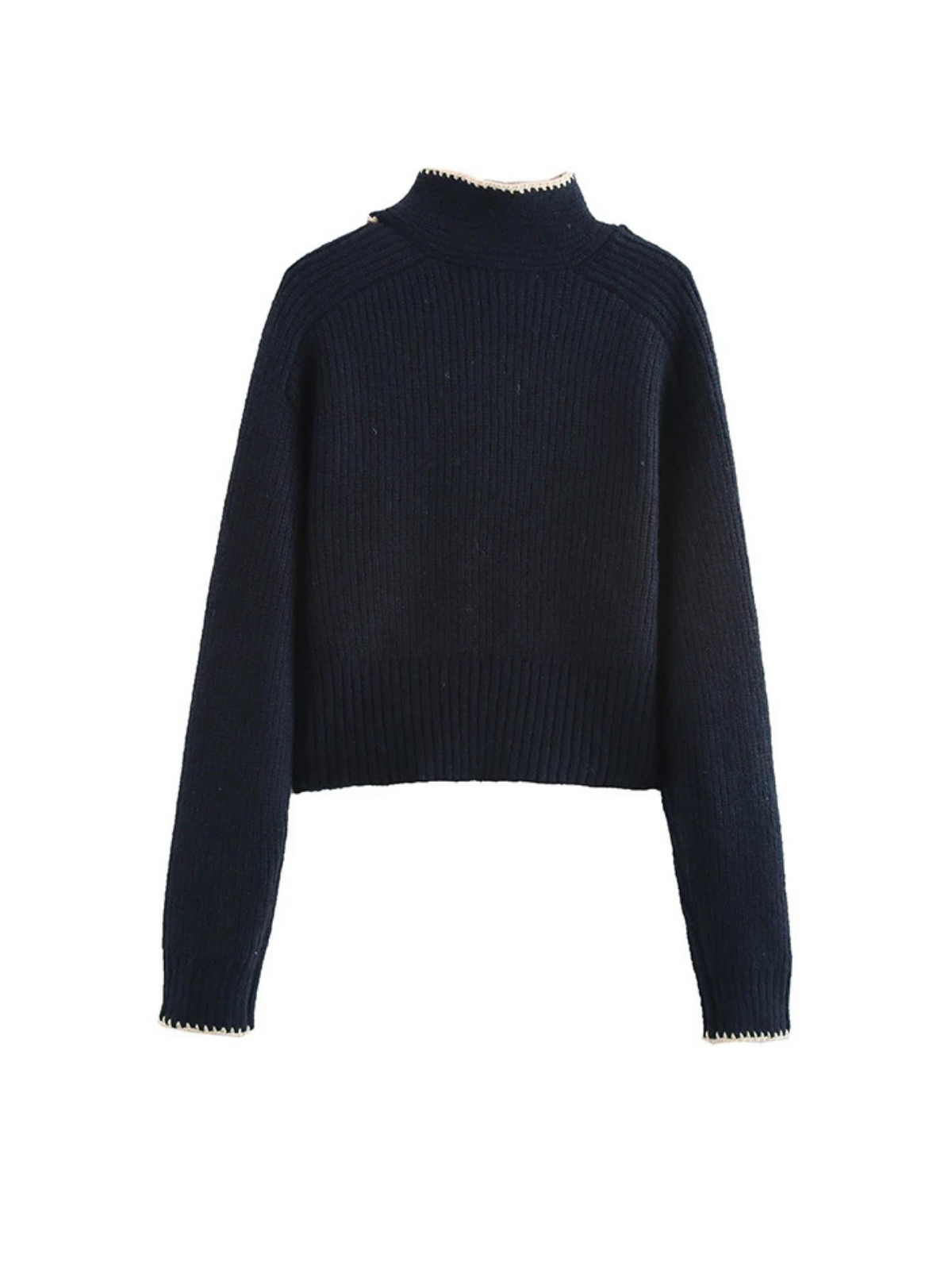 Bowknot High Neck Knit Pullover Long Sleeve