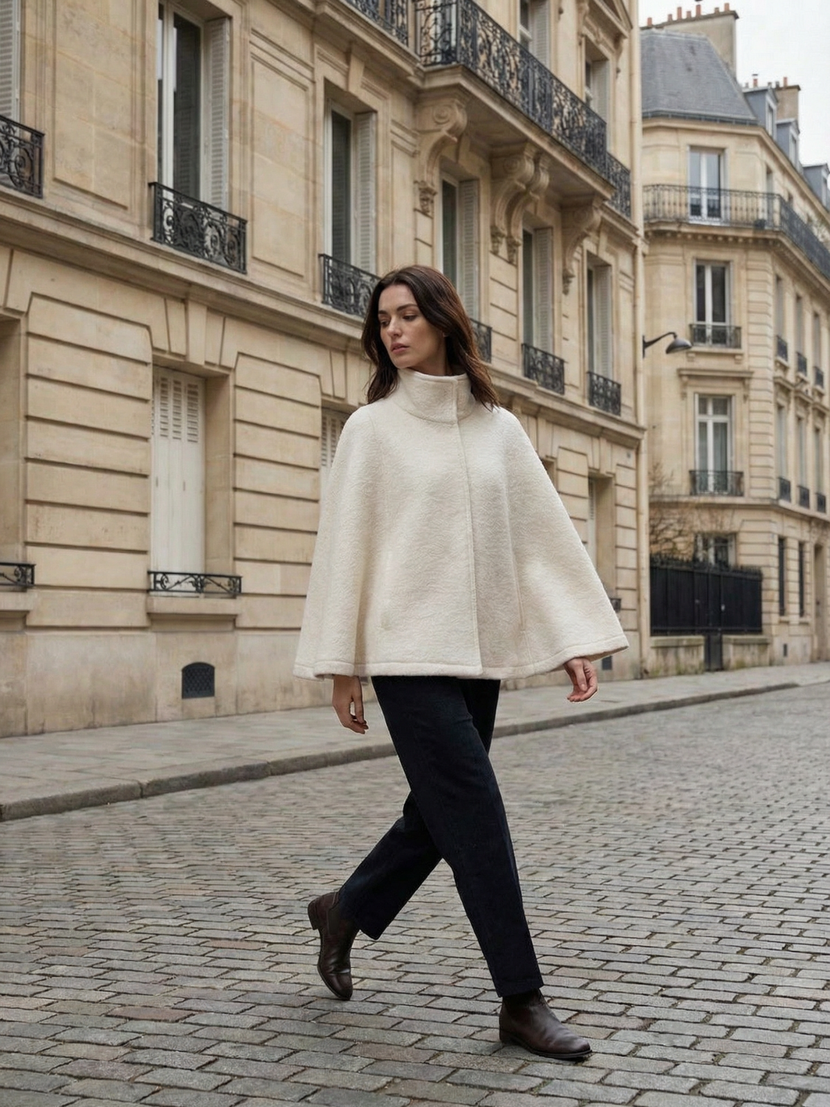 Veste cape Teddy avec fermeture éclair sur le devant et col montant