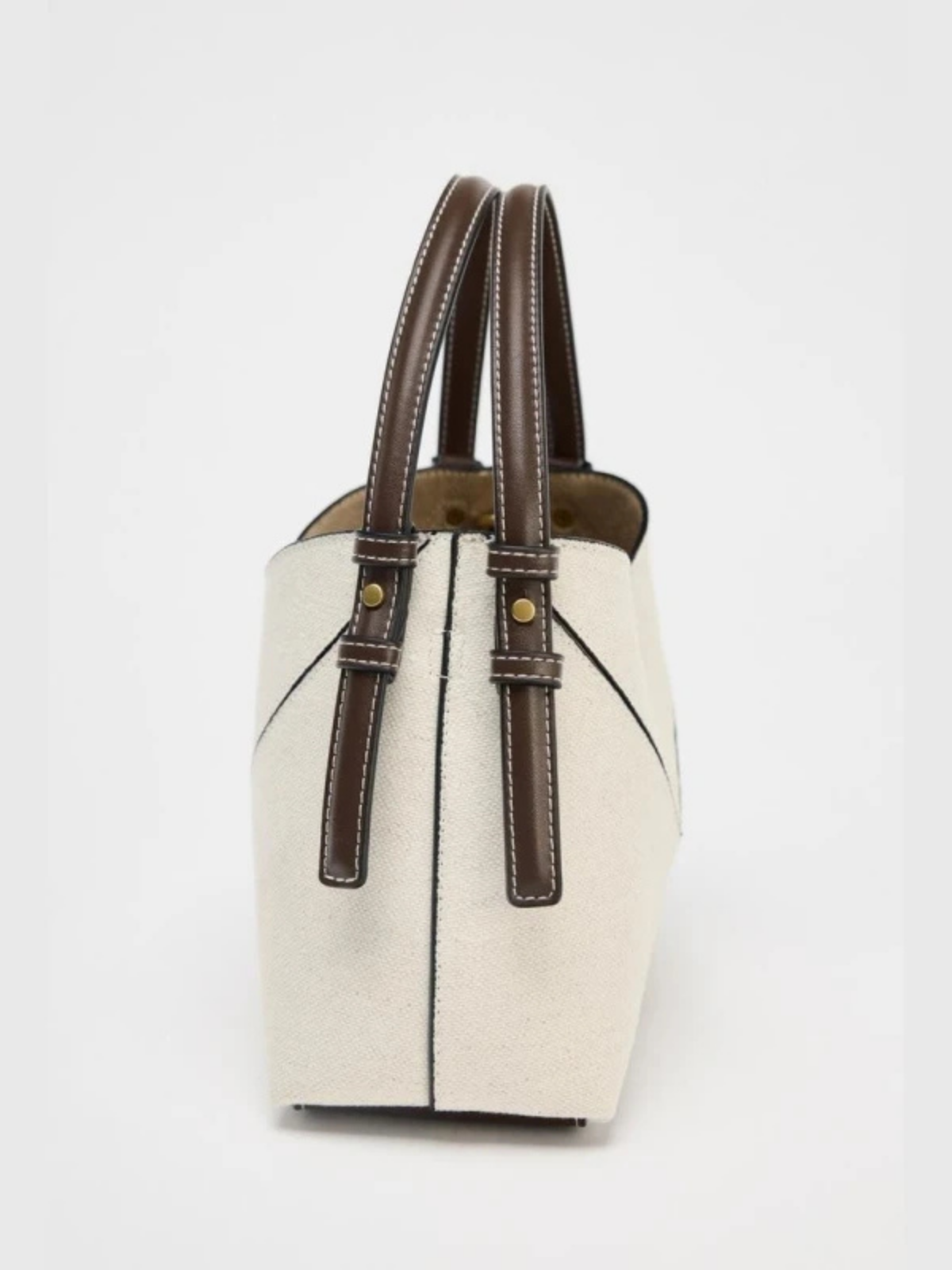 Contrast Canvas Mini Shopper Bag With Luxury Handle For Stylish Women