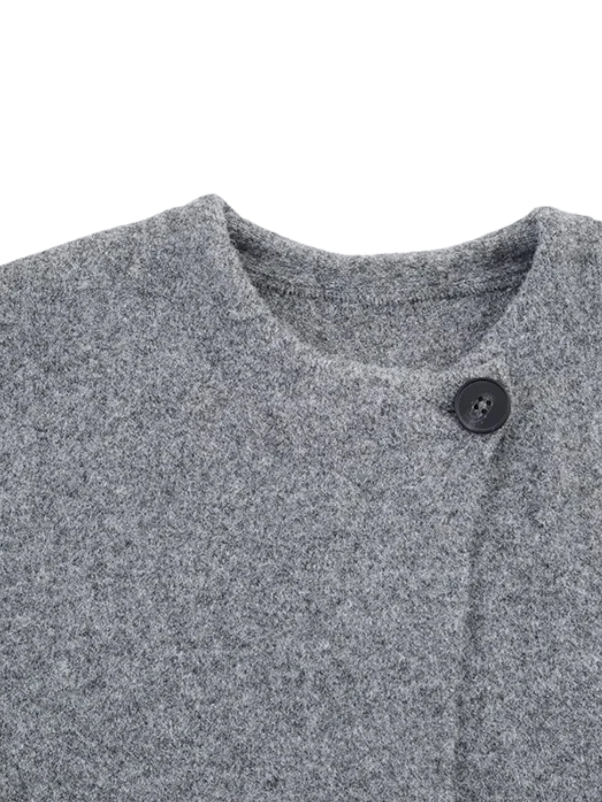 Gray Kimono Knit Coat With Front Button Tie