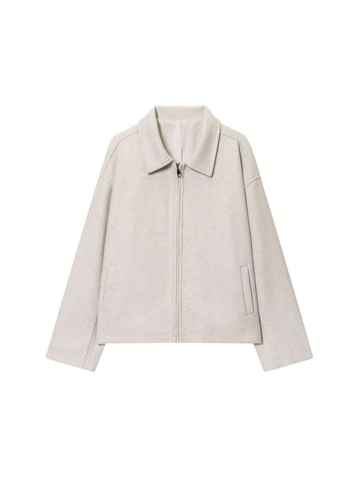 Veste d'automne minimaliste en laine mélangée à revers zippé