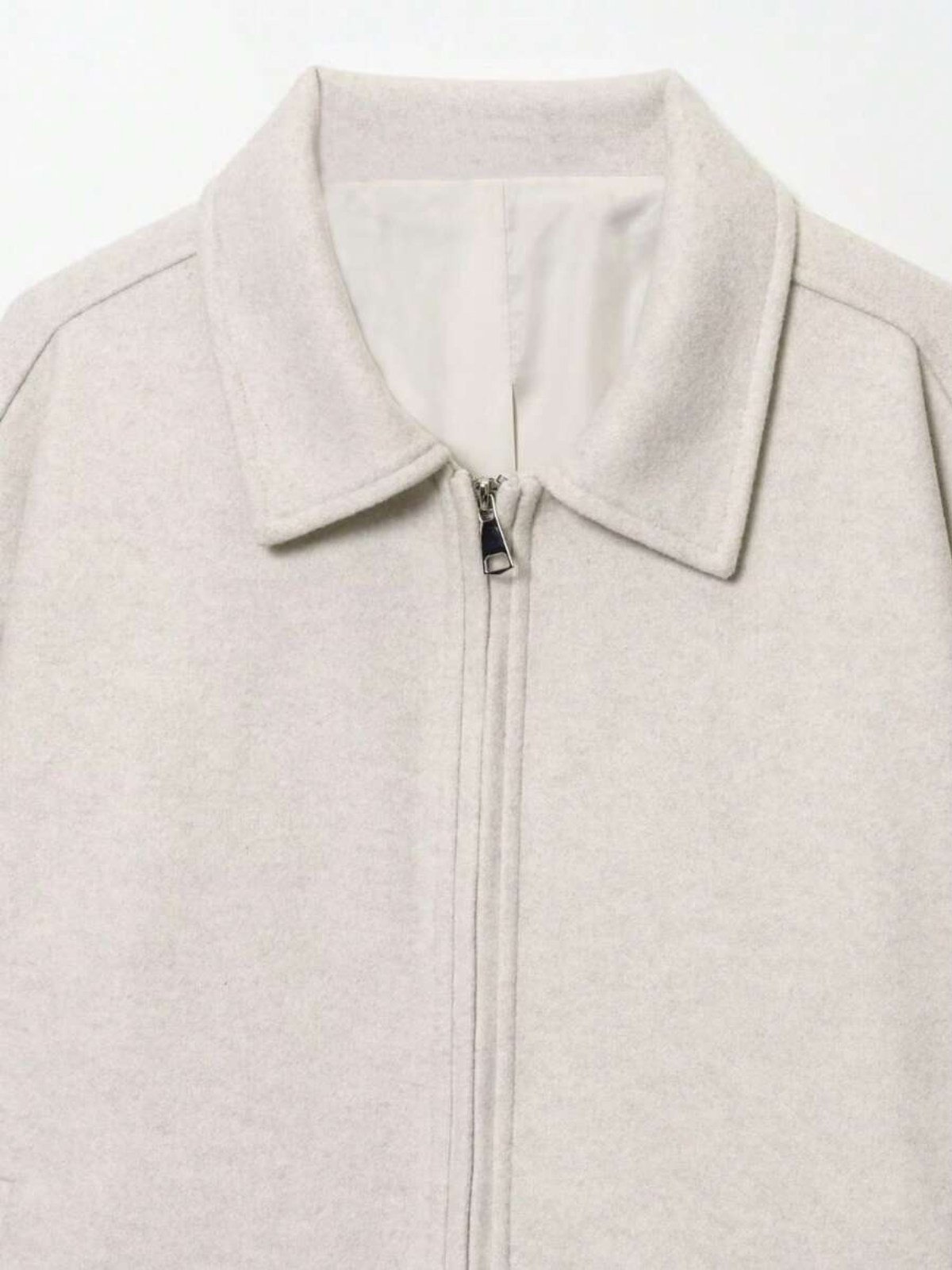 Veste d'automne minimaliste en laine mélangée à revers zippé