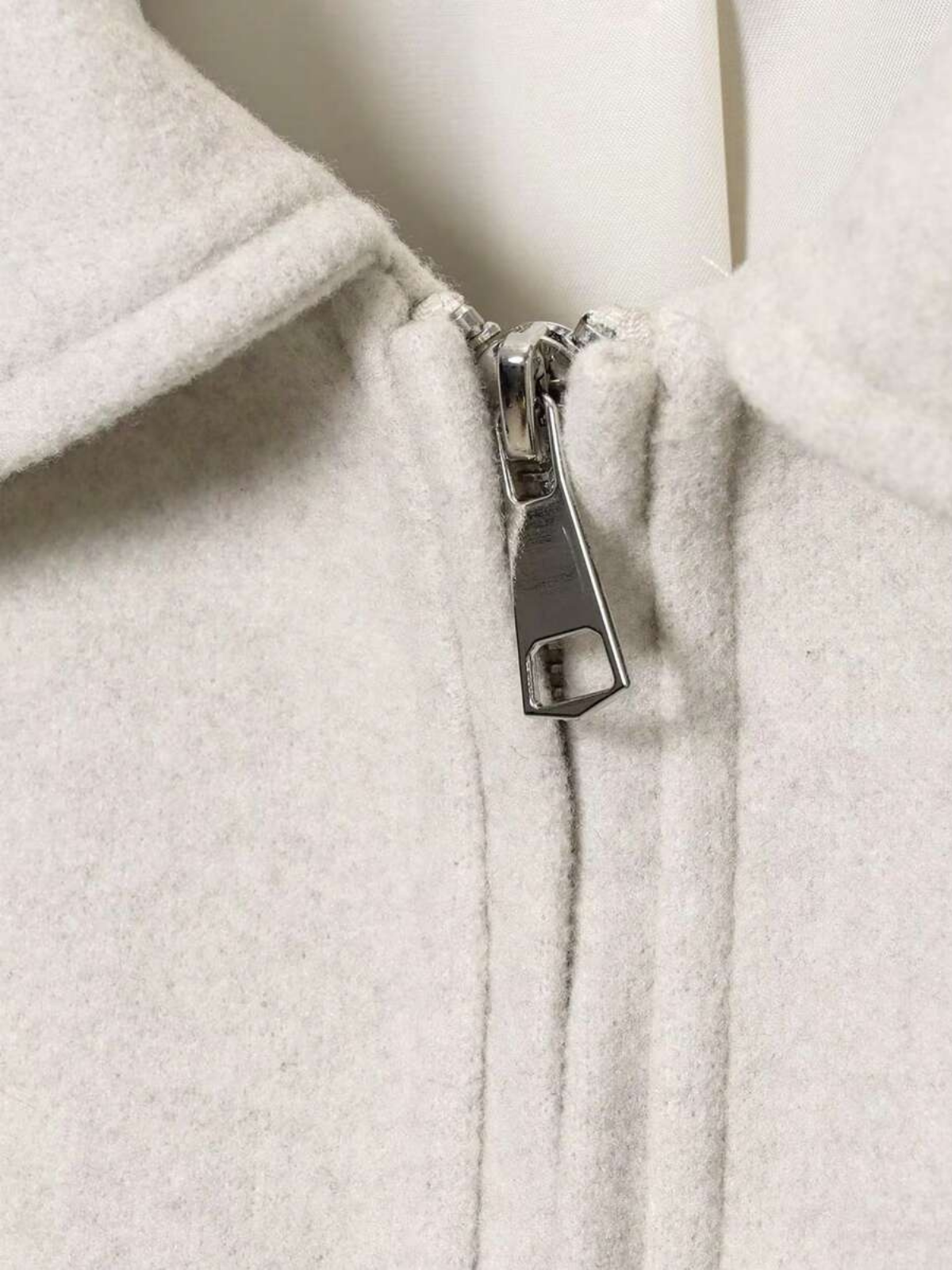 Veste d'automne minimaliste en laine mélangée à revers zippé