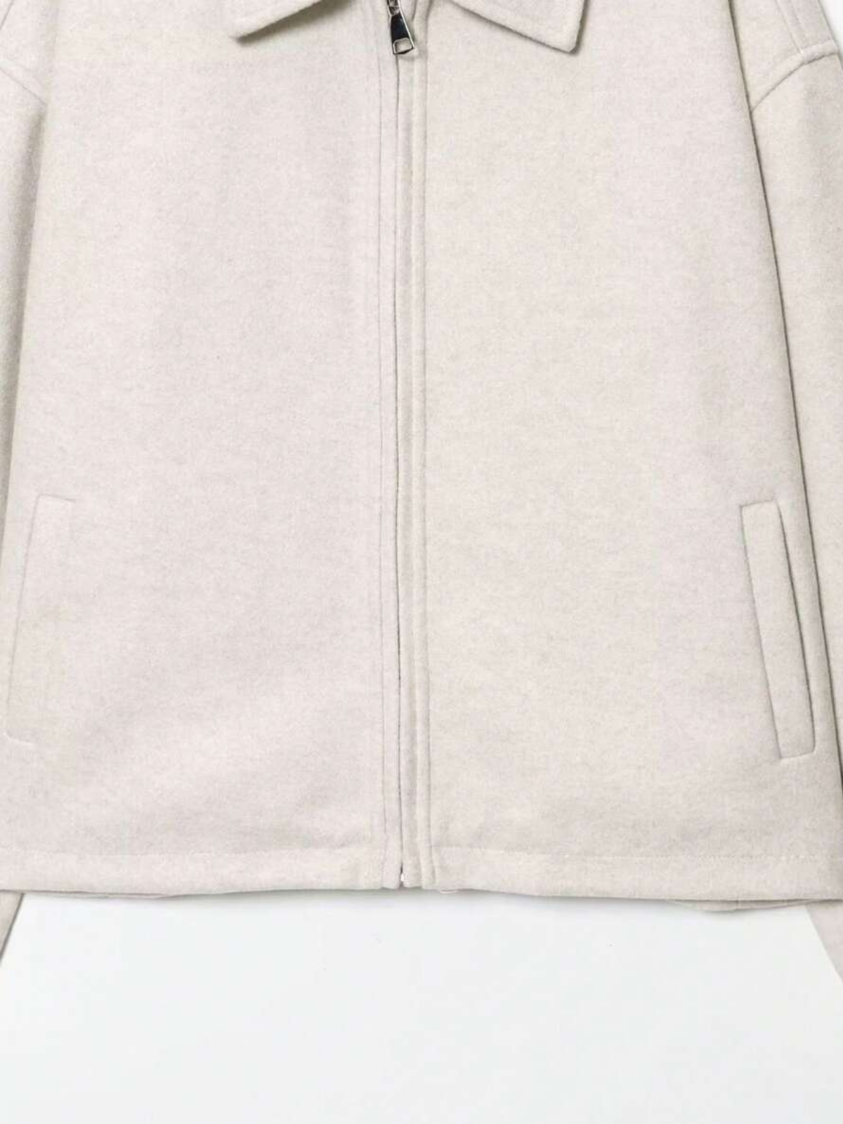 Veste d'automne minimaliste en laine mélangée à revers zippé