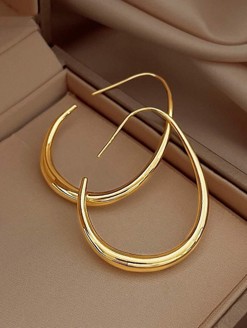 Gold U Shaped Hoop Earrings Minimalist Everyday Luxury