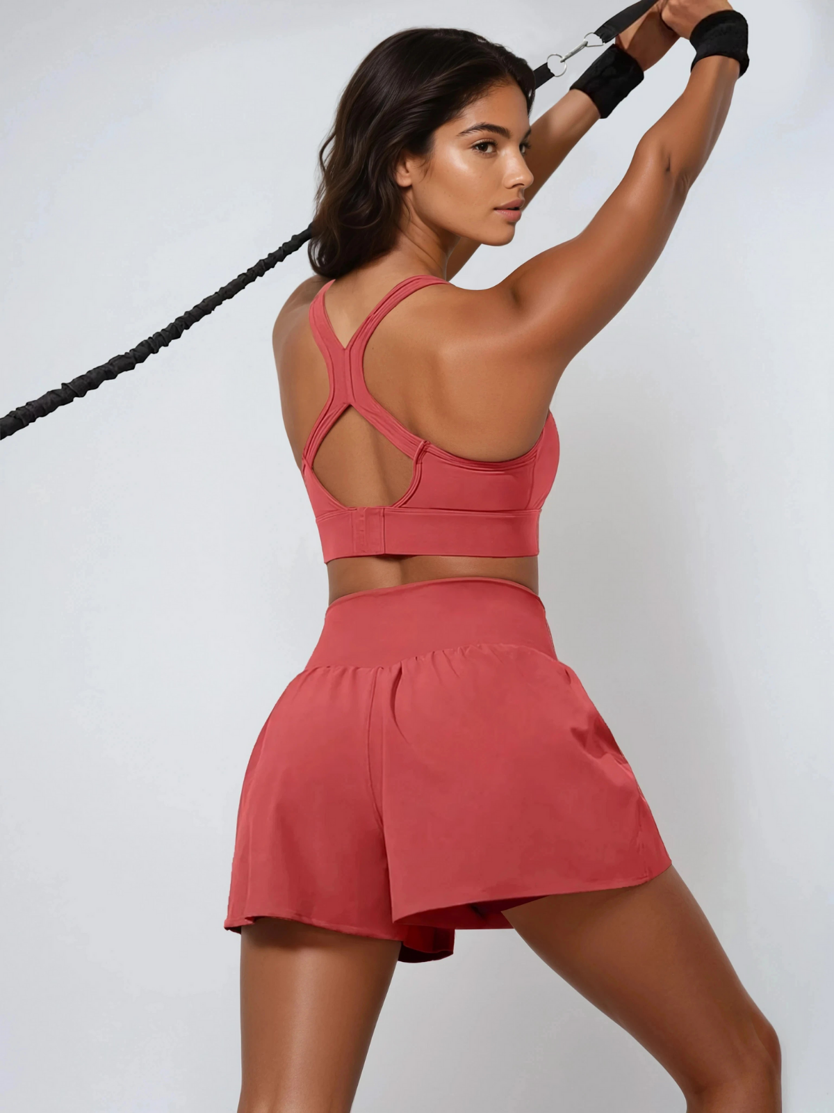 Short de course anti-transpiration, taille mi-haute, poches, séchage rapide